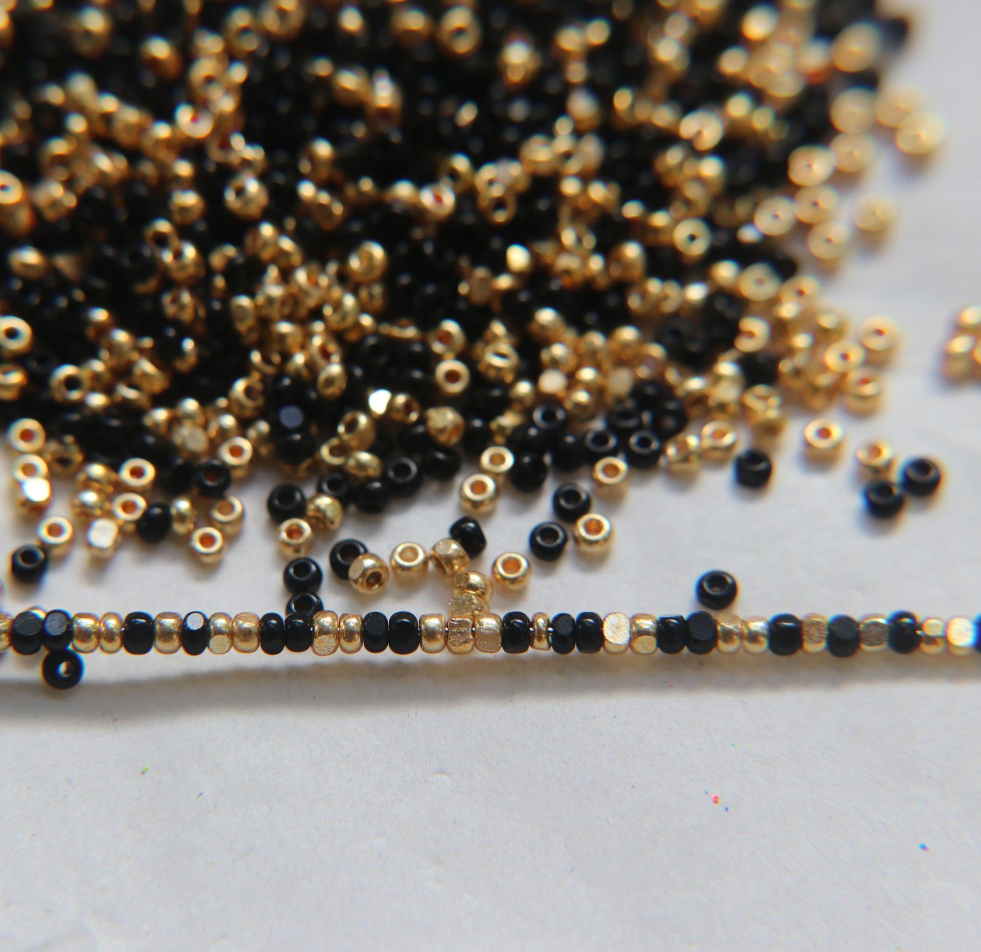 11/0 True Cut Charlotte Beads Jet Black Gold Patina 10/20/50/250/500 Grams Native Beads Supply
