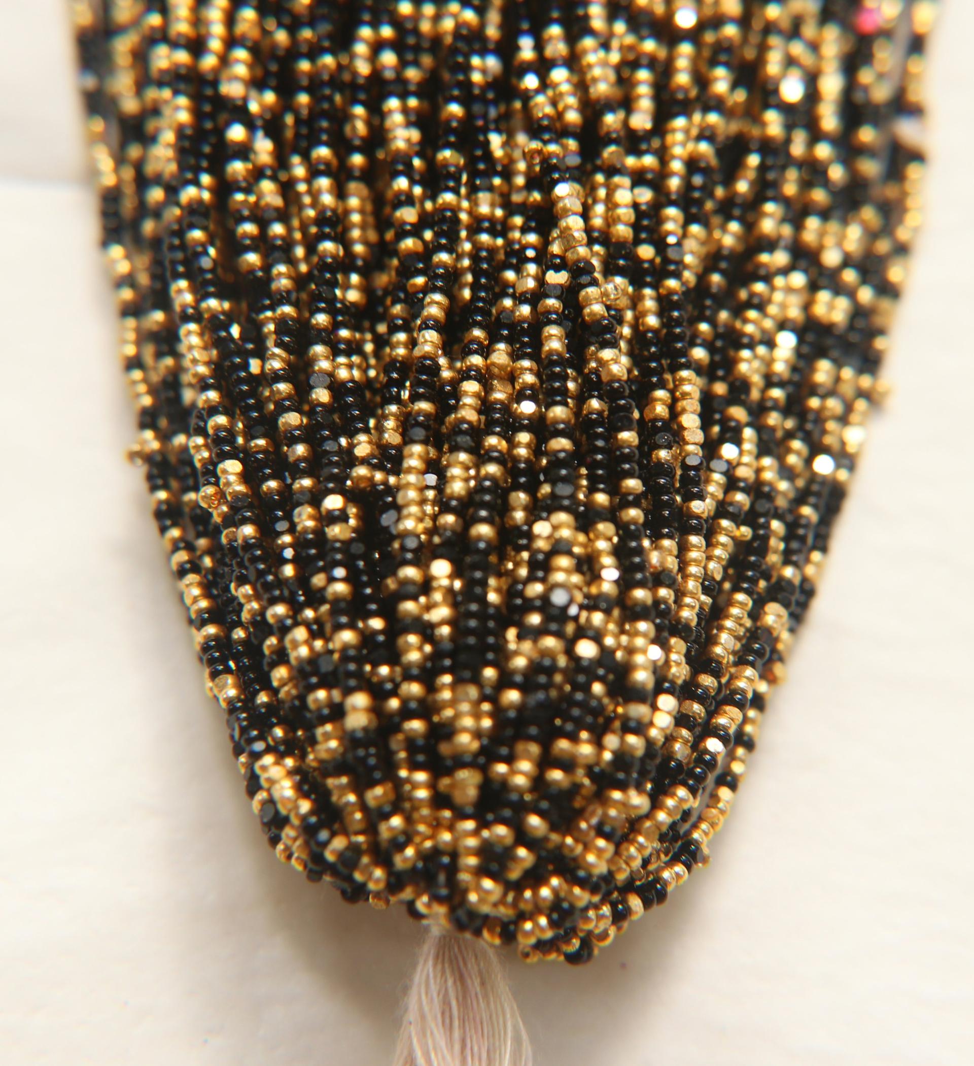 11/0 Hanks Charlotte true Cut Beads Jet Black Gold Patina 1/5/25/50/100 Hanks PREMIUM SEED Beads, vintage supplies