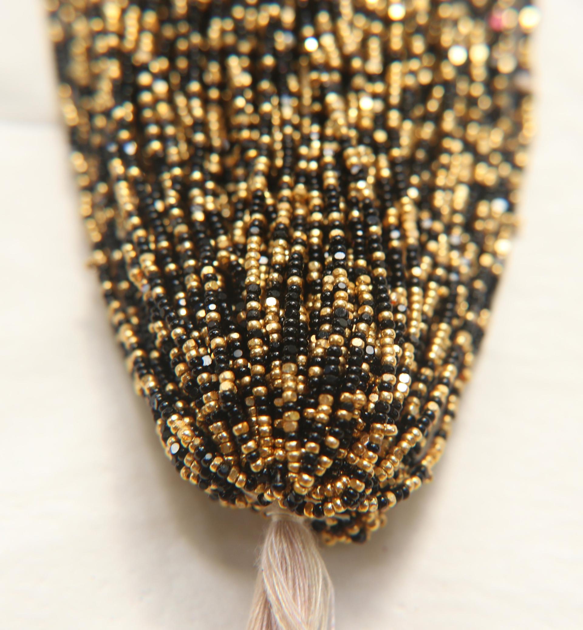 11/0 Hanks Charlotte true Cut Beads Jet Black Gold Patina 1/5/25/50/100 Hanks PREMIUM SEED Beads, vintage supplies