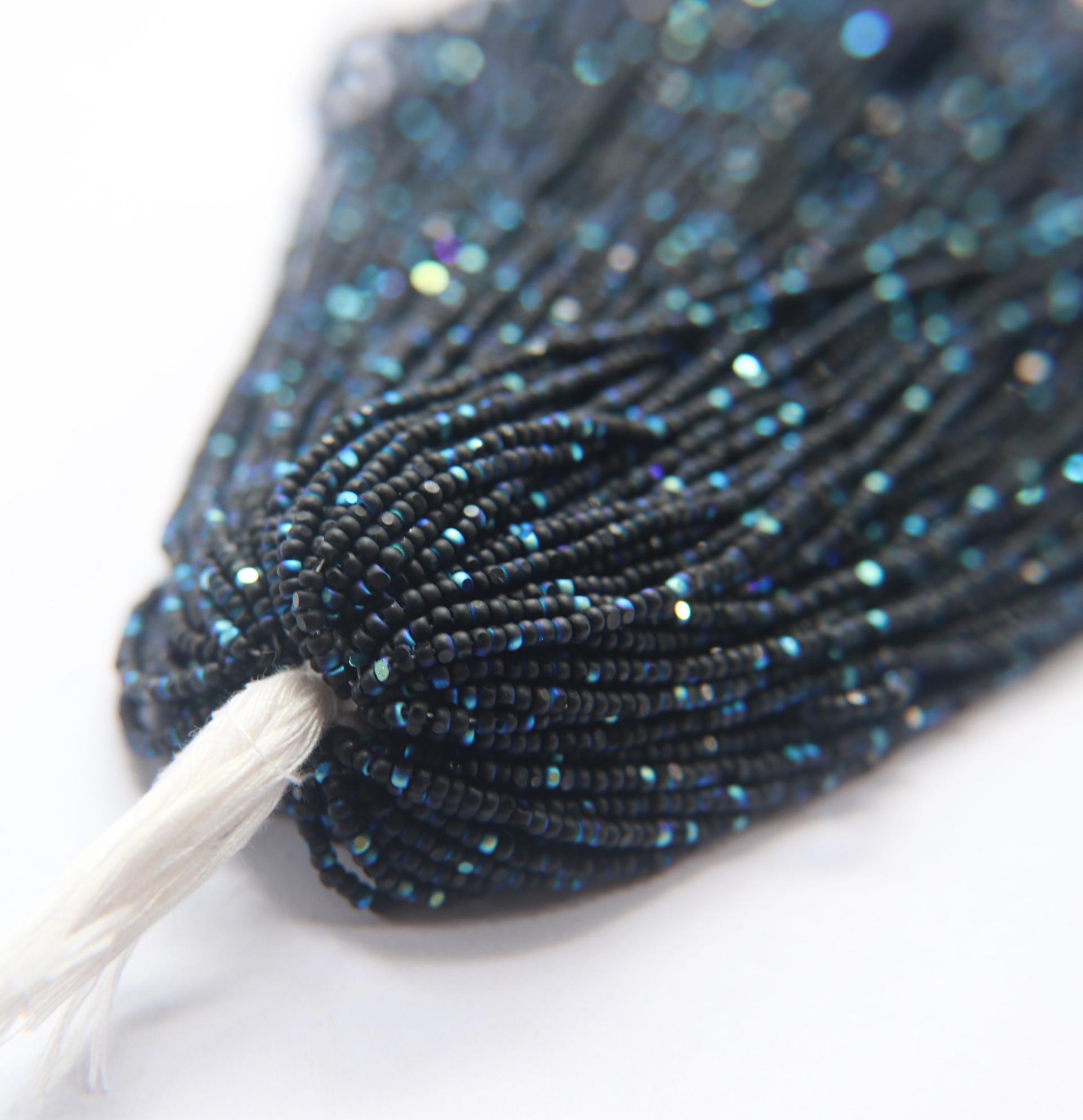 11/0 Hanks Charlotte Cut Beads Patina Matt Black Aurore Boreale 1/5/25/50/100 Hanks PREMIUM SEED BEADS, Native Supplie