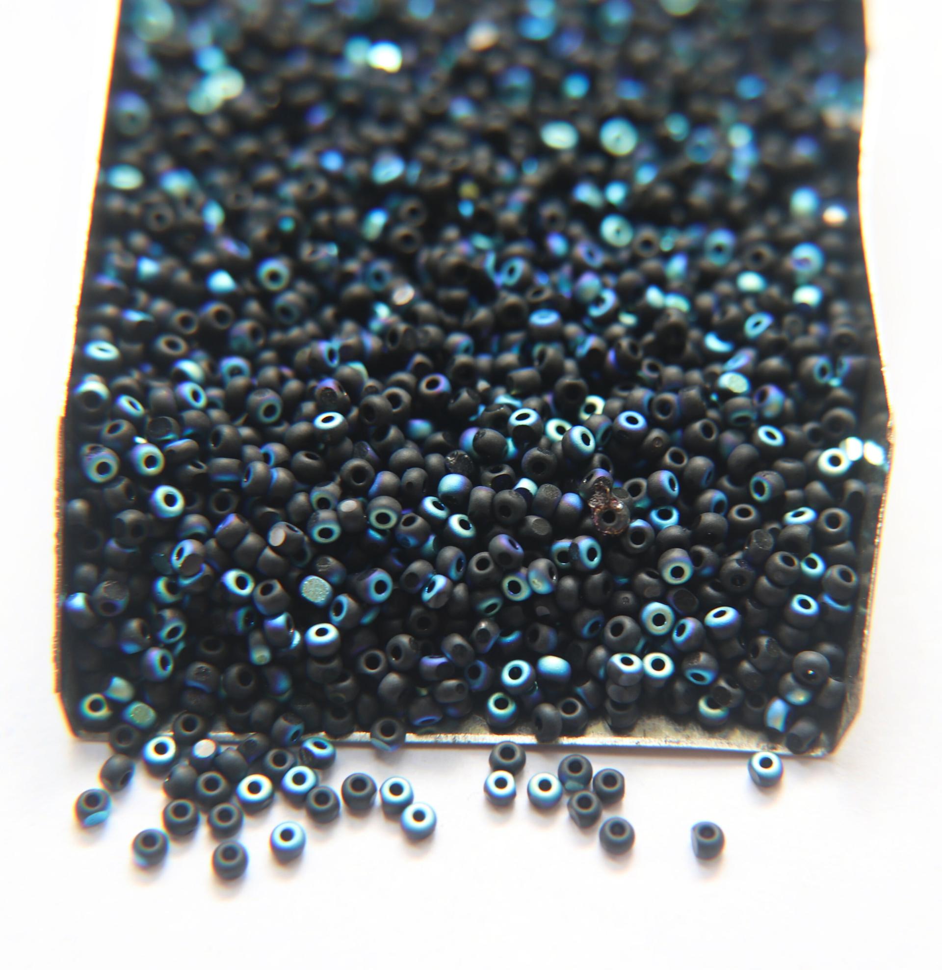13/0 Patina Matt Black Aurore Boreale Charlotte true Cut Beads 10/20/50/250/500 Grams PREMIUM SEED BEADS, Rare Beads