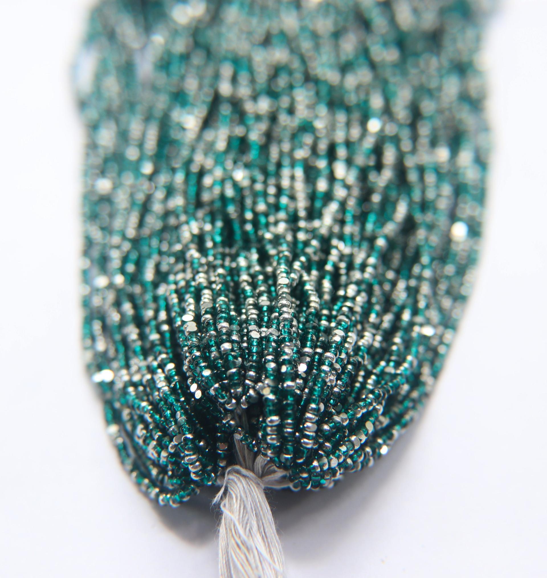 11/0 Hanks Charlotte Cut Beads Patina Transparent Teal Green Silver 1/5/25/50/100 Hanks PREMIUM SEED BEADS, Native Supplies