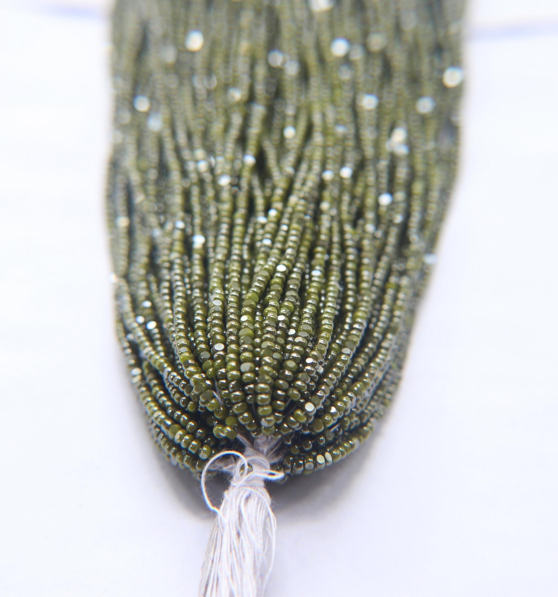11/0 Hanks Charlotte Cut Beads Ionized Opaque Olivine 1/5/25/50/100 Hanks PREMIUM SEED BEADS, Native Supplies