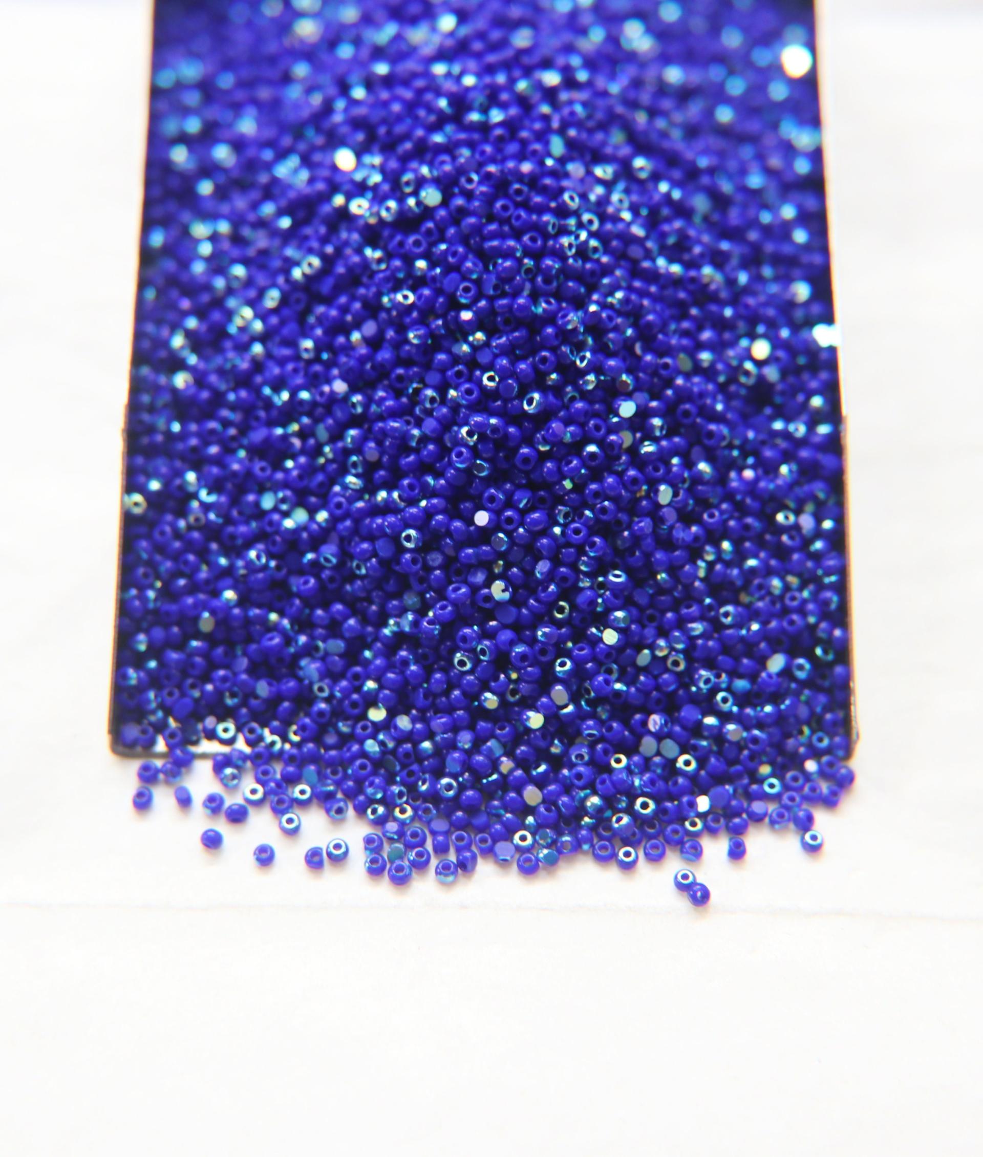 13/0 Charlotte Cut Beads Patina Opaque Medium Blue Aurore Boreale 5/10/20/50/250/500 Grams craft supplies, jewelry making, native supply