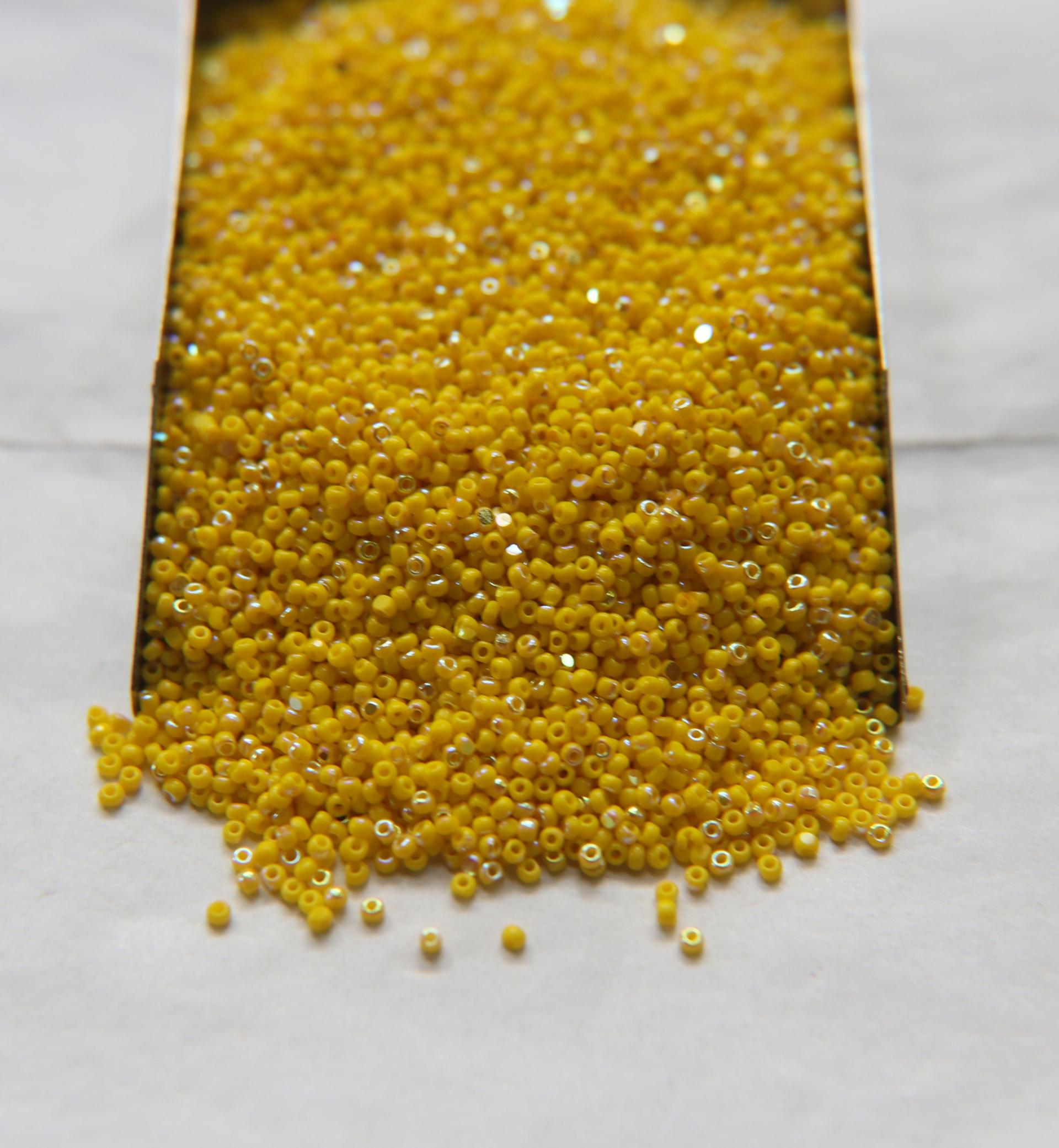 13/0 Charlotte Cut Beads Patina Opaque Yellow Aurore Boreale 5/10/20/50/250/500 Grams craft supplies, jewelry making