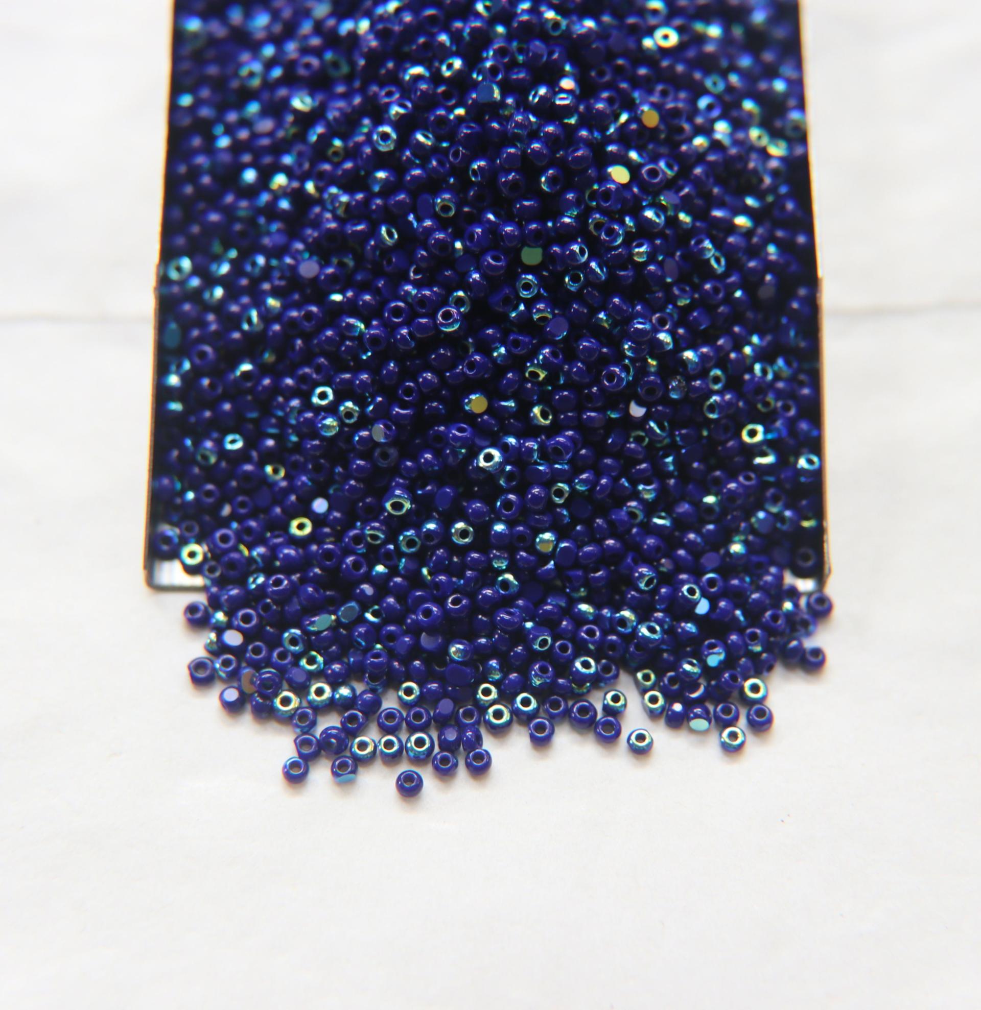 11/0 Charlotte Cut Beads Patina Opaque Dark Navy Blue Aurore Boreale 10/20/50/250/500 Grams 1300 Pieces