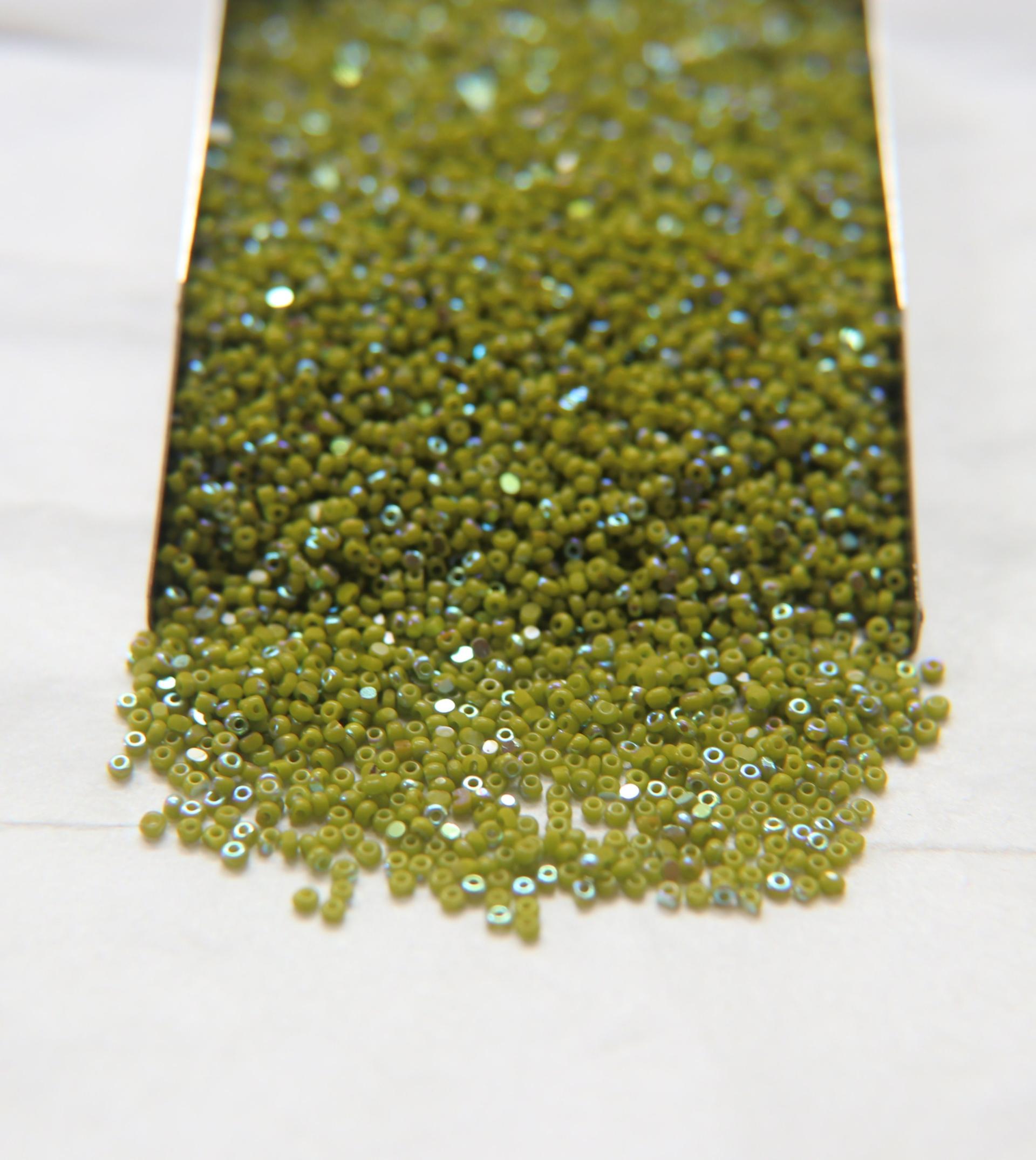 13/0 Charlotte Cut Beads Patina Opaque Olivine Aurore Boreale 5/10/20/50/250/500 Grams craft supplies, jewelry making, embroidery materials