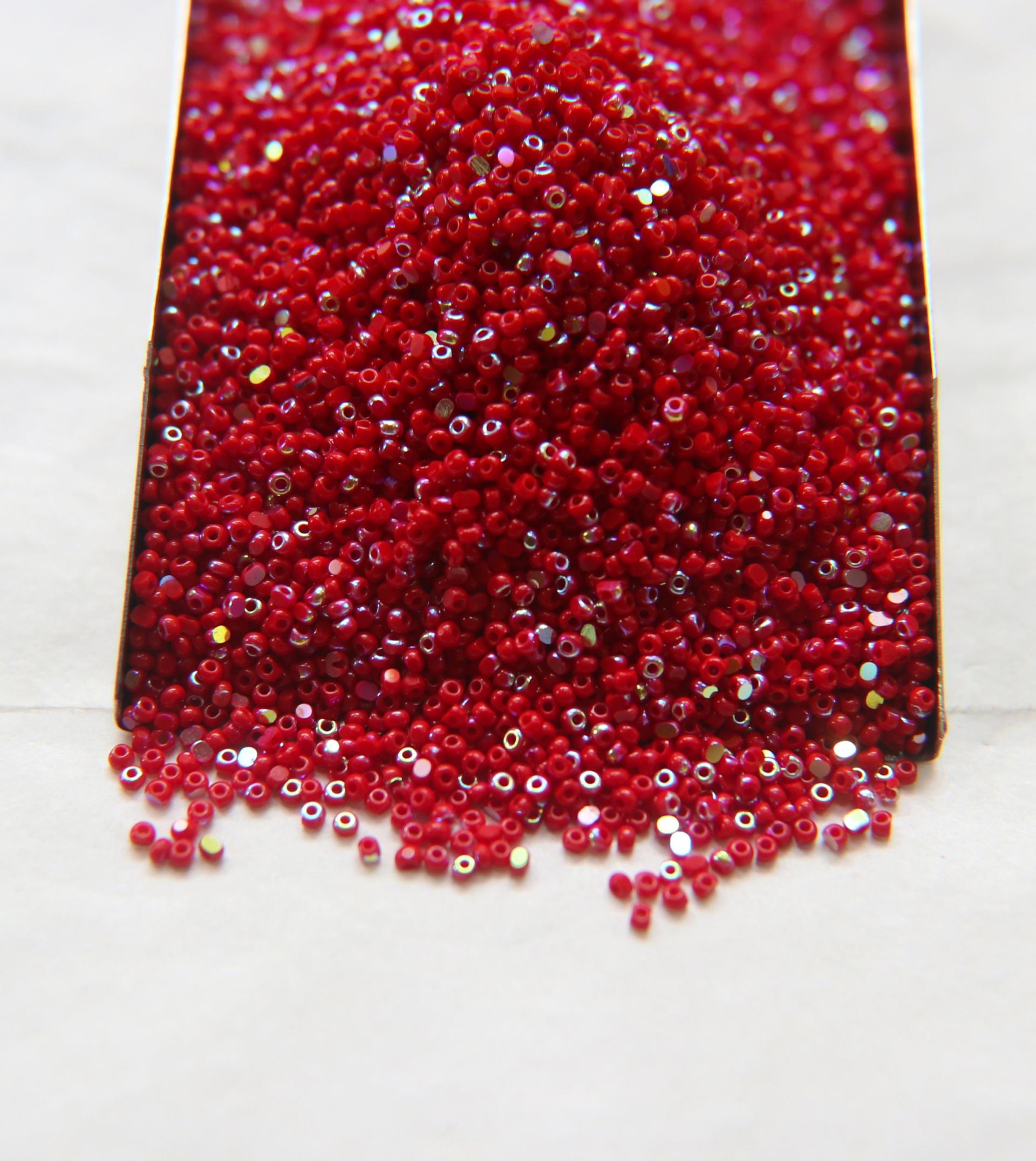 13/0 Charlotte Cut Beads Patina Opaque Red Coral Aurore Boreale 5/10/20/50/250/500 Grams craft supplies, jewelry making
