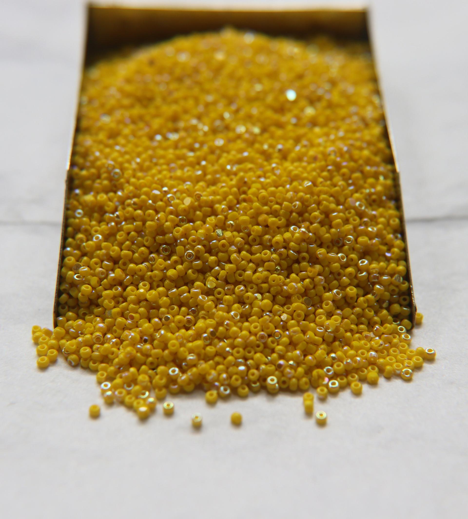 13/0 Charlotte Cut Beads Patina Opaque Yellow Aurore Boreale 5/10/20/50/250/500 Grams craft supplies, jewelry making