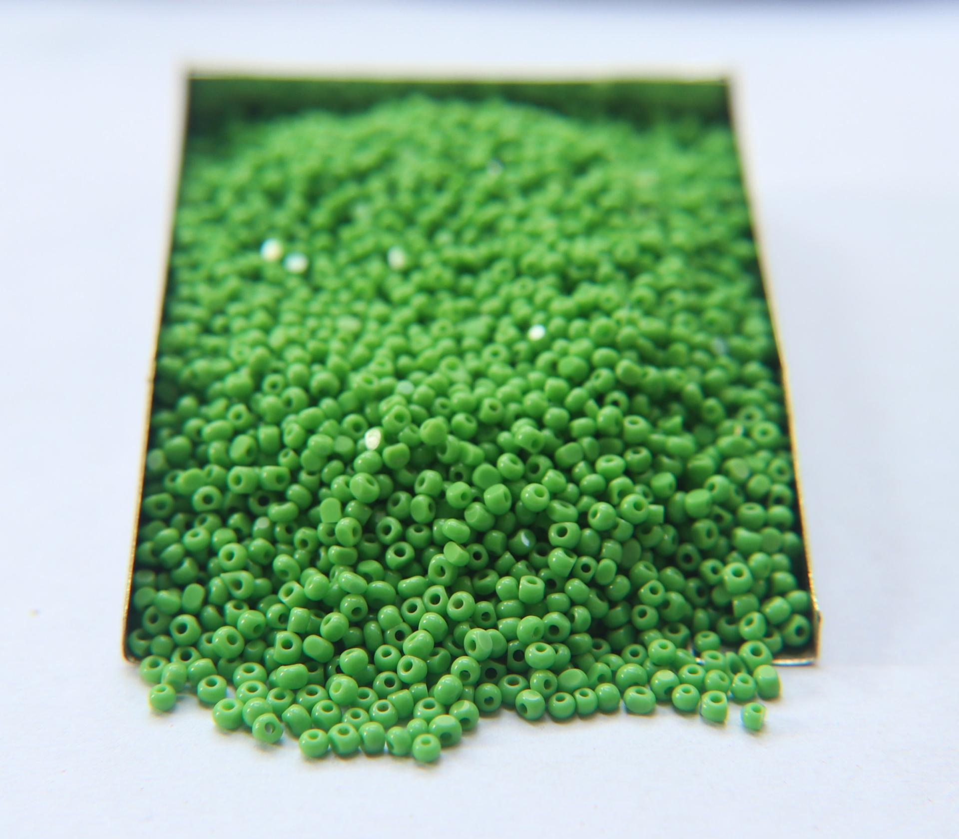 11/0 Charlotte Cut Beads Opaque Medium Green 10/20/50/250/500 Grams Native Supply, embroidery materials, jewelry making, vintage beads