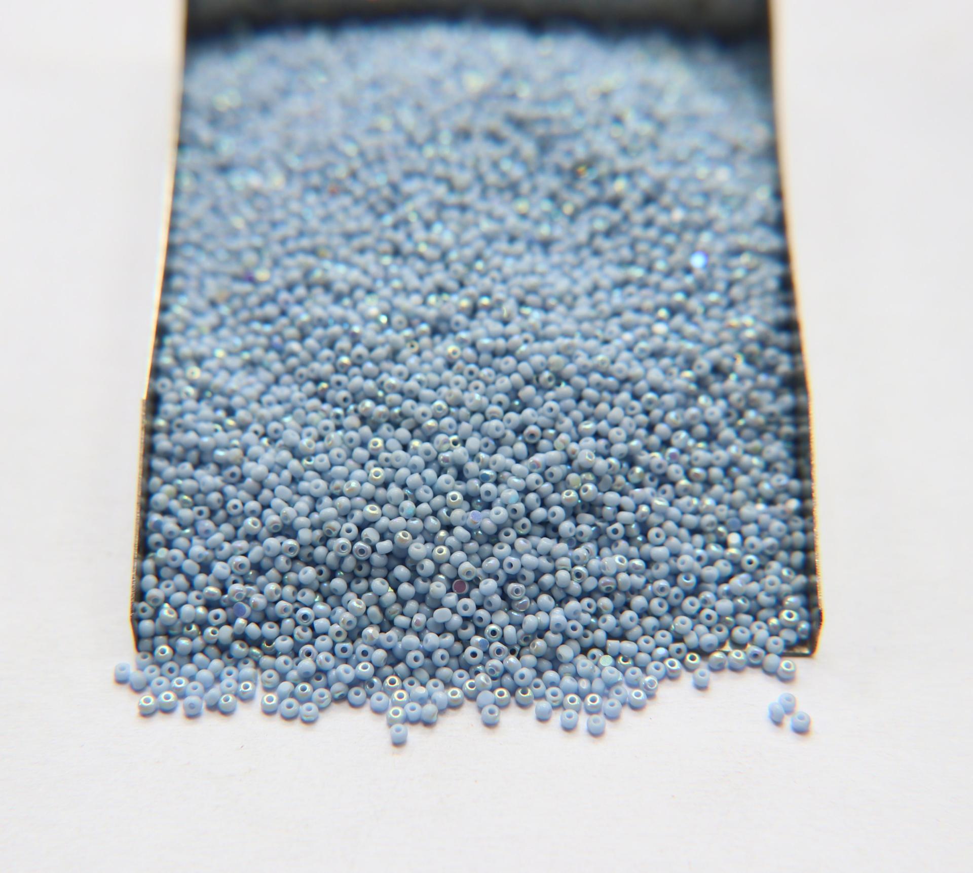 11/0 Charlotte Cut Beads Patina Pale Blue Opaque Aurore Boreale 10/20/50/250/500 Grams PREMIUM MATERIALS, native supply