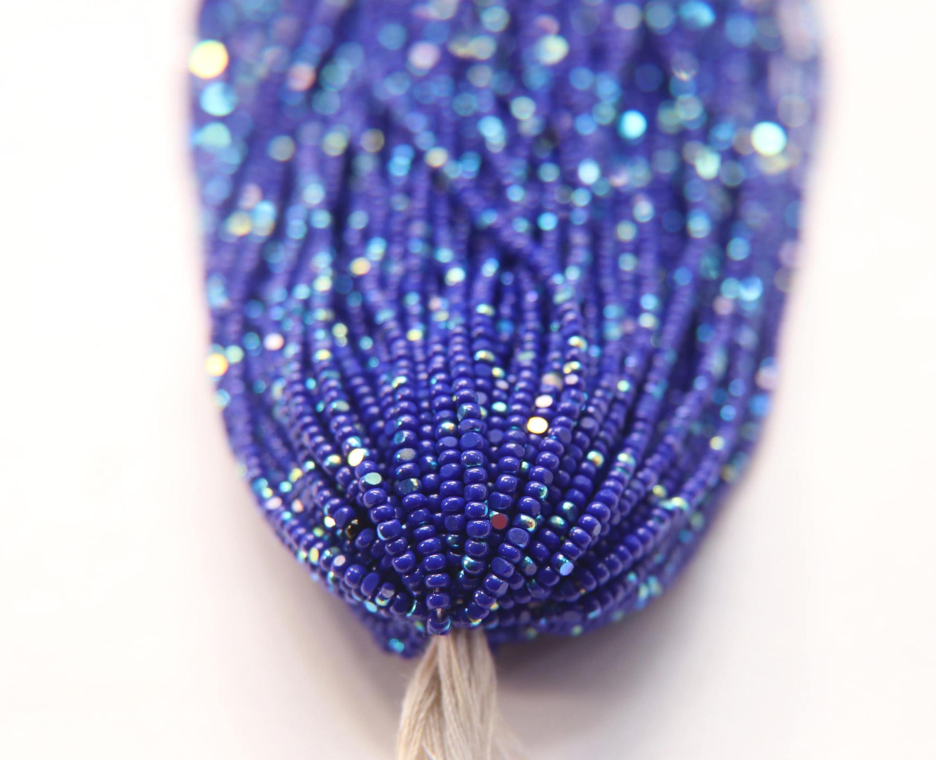 11/0 Hanks Charlotte Cut Beads Patina Medium Blue Opaque Aurore Boreale 1/5/25/50/100 Hanks PREMIUM SEED BEADS, Native Supplies