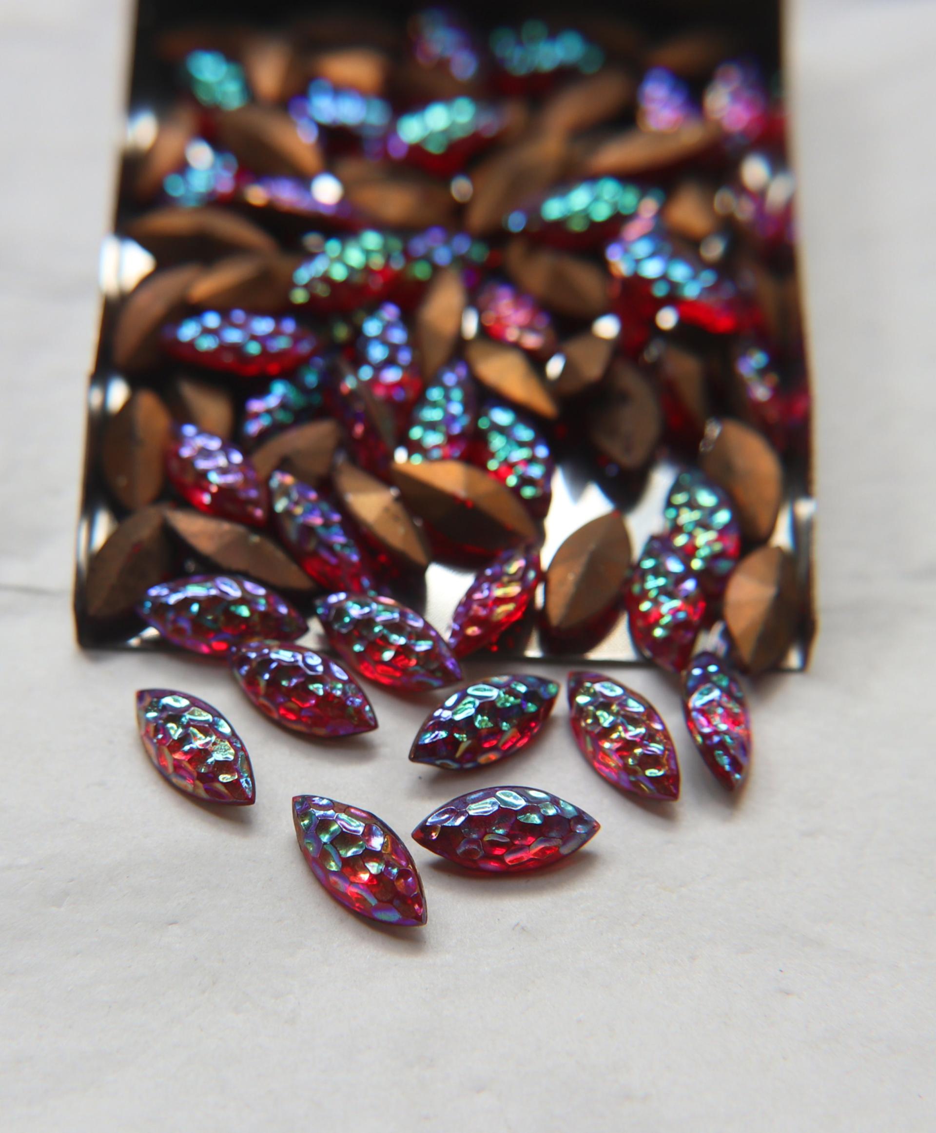 15x7 mm Czech fancy Navette fancy Siam Iridescent foiled 6/24 Pieces Jewery making stones gemstones, fancy opal stones