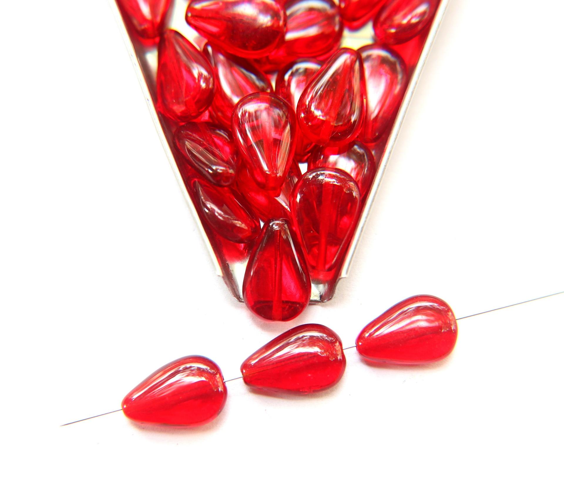 Czech beads 16x11 mm Siam Transparent Smooth Pear Vintage Glass beads 12/36/72/144/288 Pieces spacer beads, wholesale beads