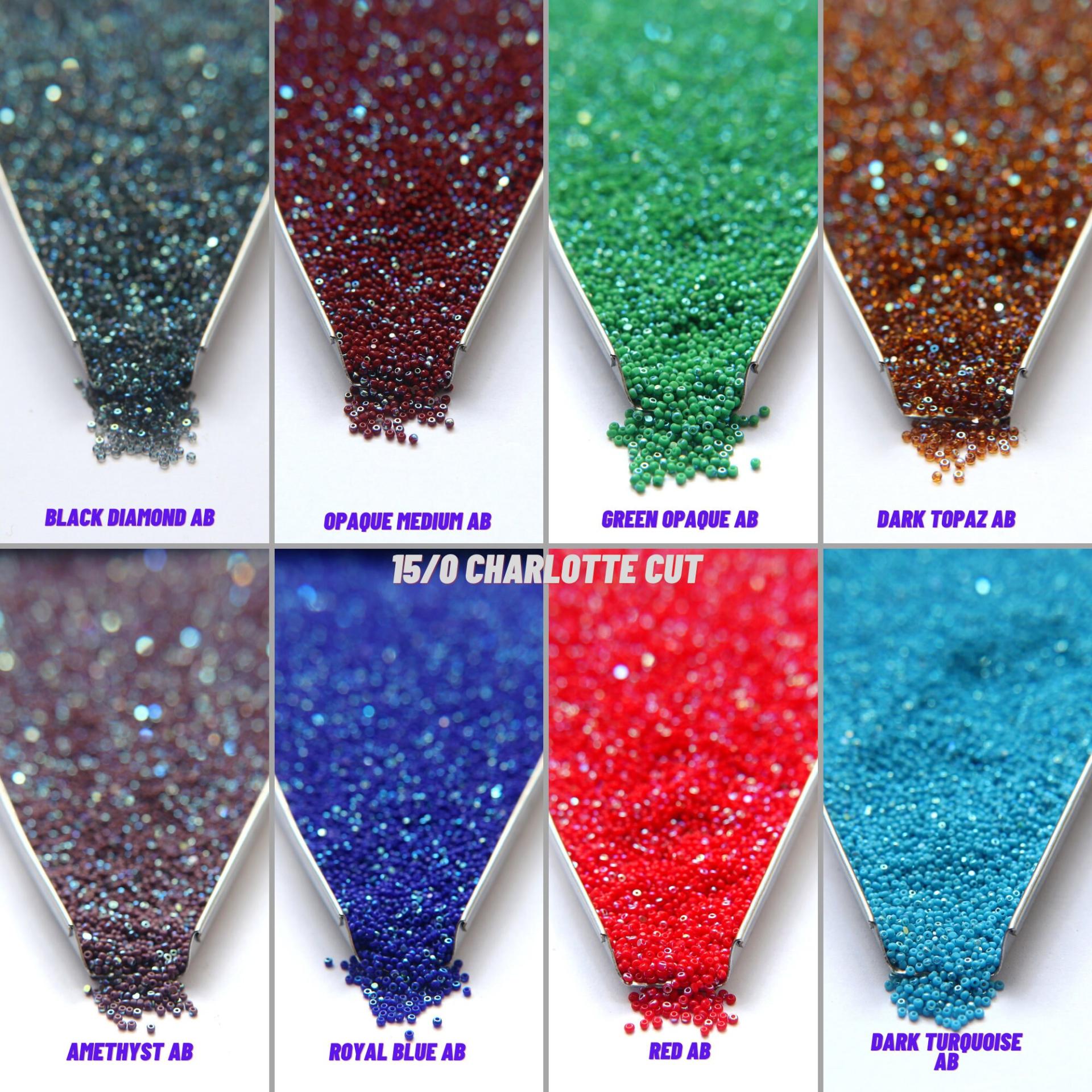 15/0 Charlotte Cut Beads in Aurore Boreale native craft supplies vintage jewelry making ornaments embroidery