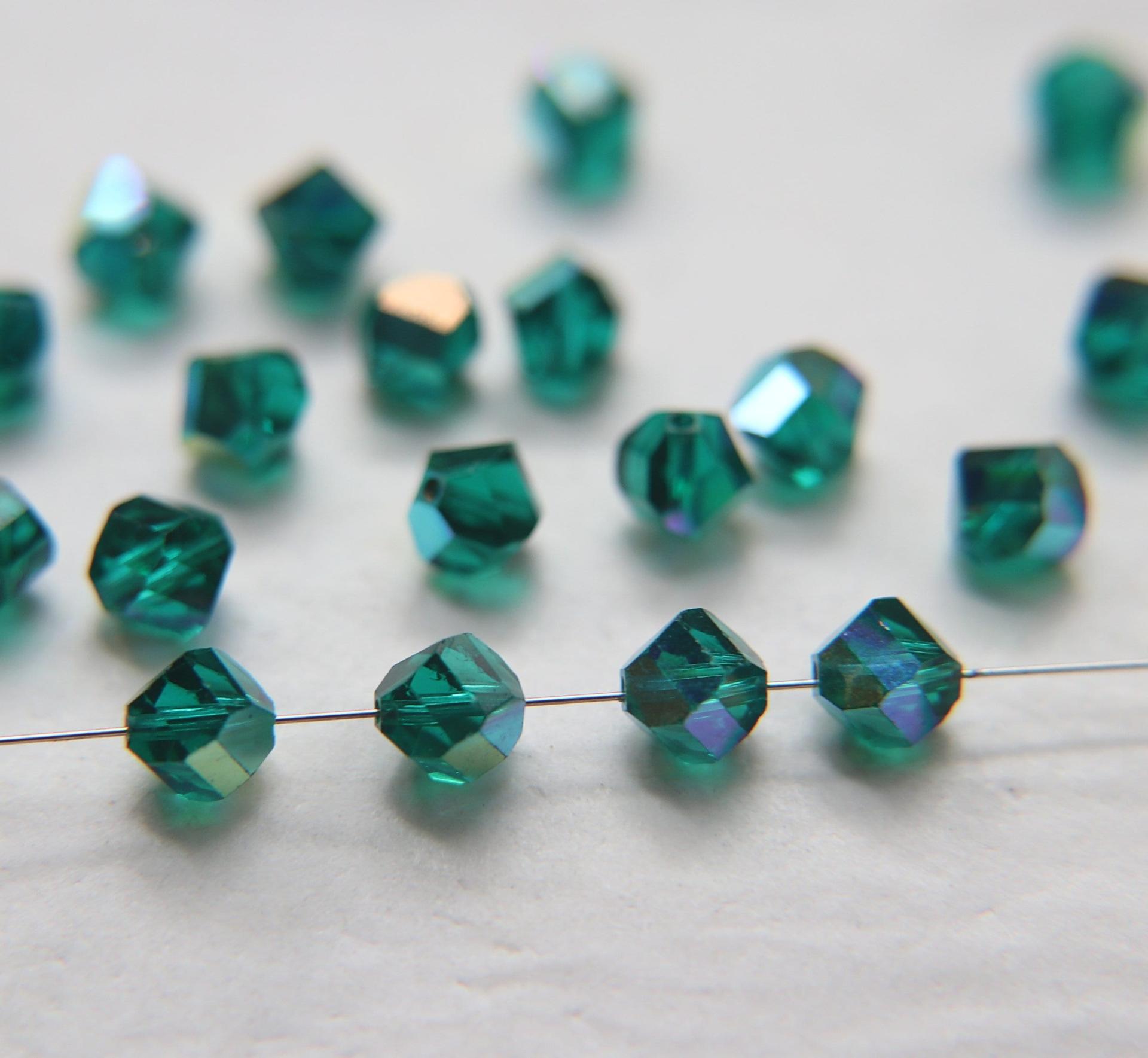 6mm Swarovski Emerald Aurore Boreale Vintage Beads 5020 Faceted Helix Bead 6/12/36/72/144 Pieces Jewelry making beads