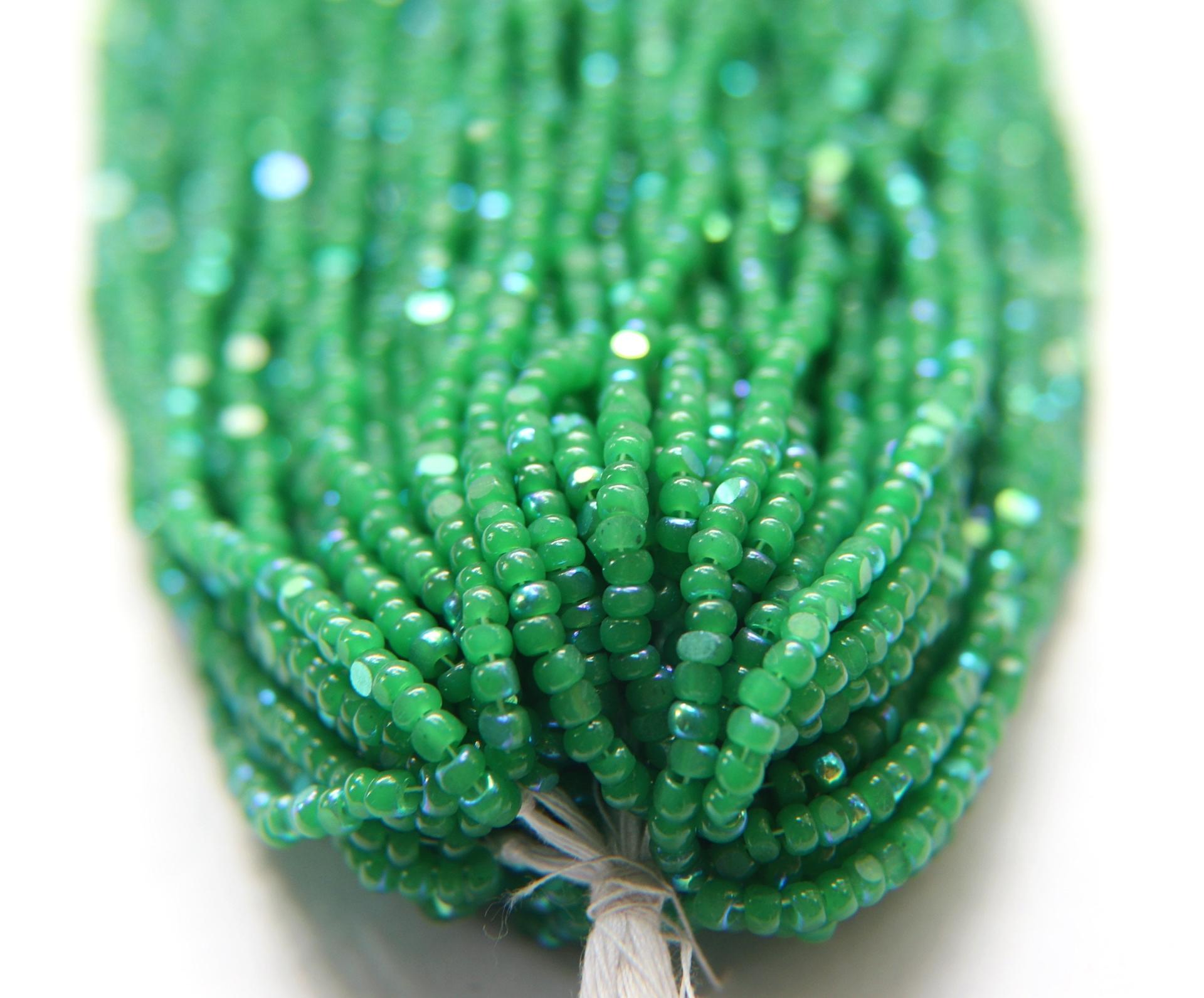 8/0 Hanks Charlotte Cut Beads 52240 Opal Green Aurore Boreale 1/5/25/50/100 Hanks PREMIUM SEED BEADS, Native Supplies