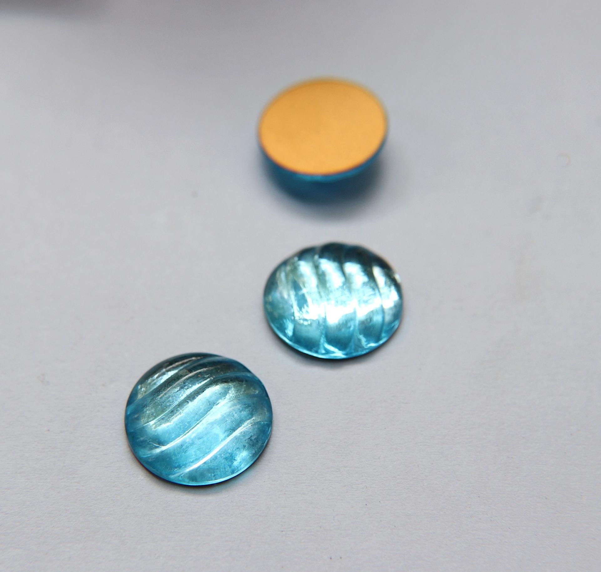 Swarovski 18 mm Article 2093/4 Vintage Aquamarine Foiled Flat Back Round Cabochon 2/6 Pieces