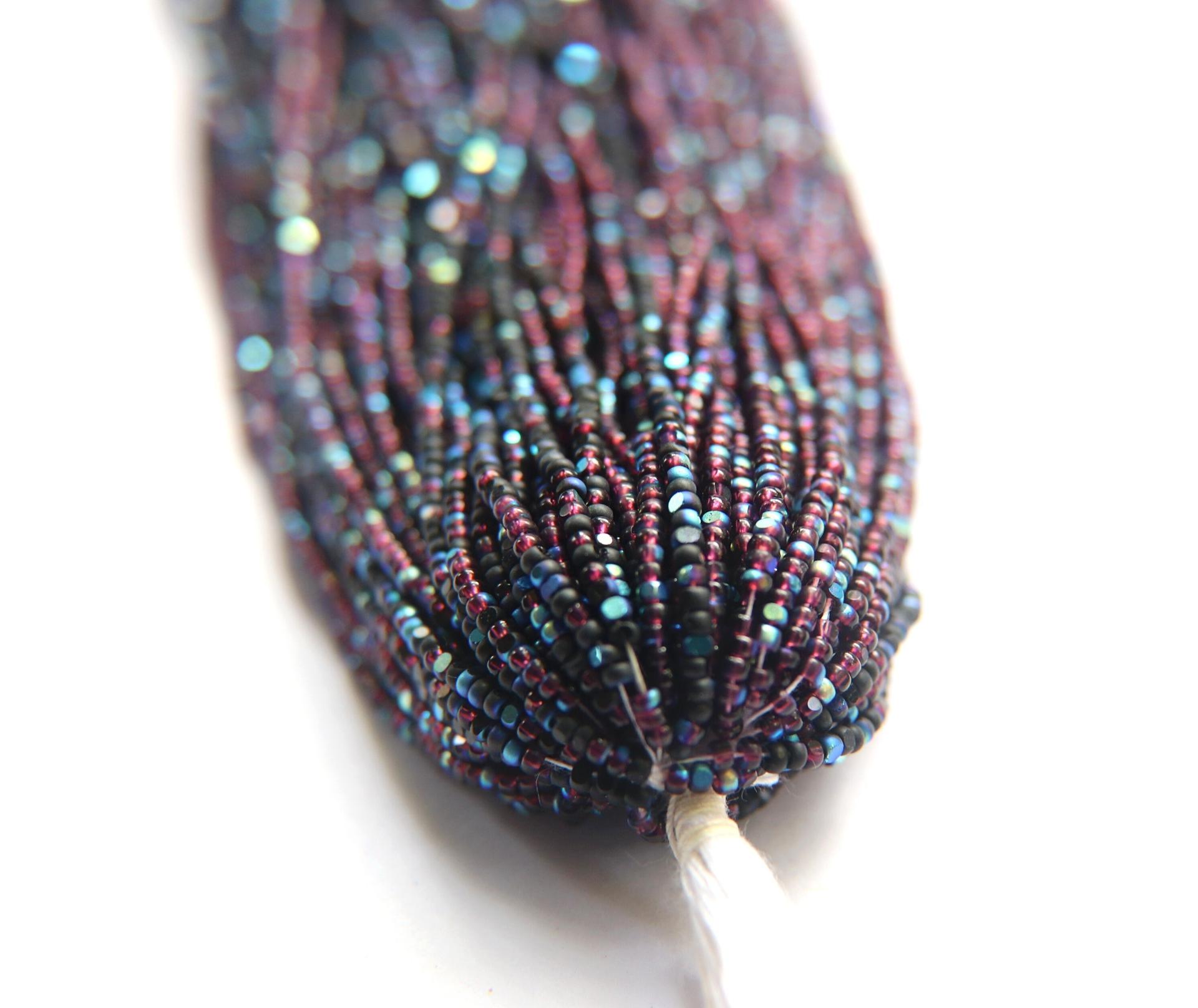 11/0 Hanks Charlotte Cut Beads Patina Purple Matt Jet Iridescent 1/5/25/50/100 Hanks PREMIUM SEED BEADS, Native Supplie