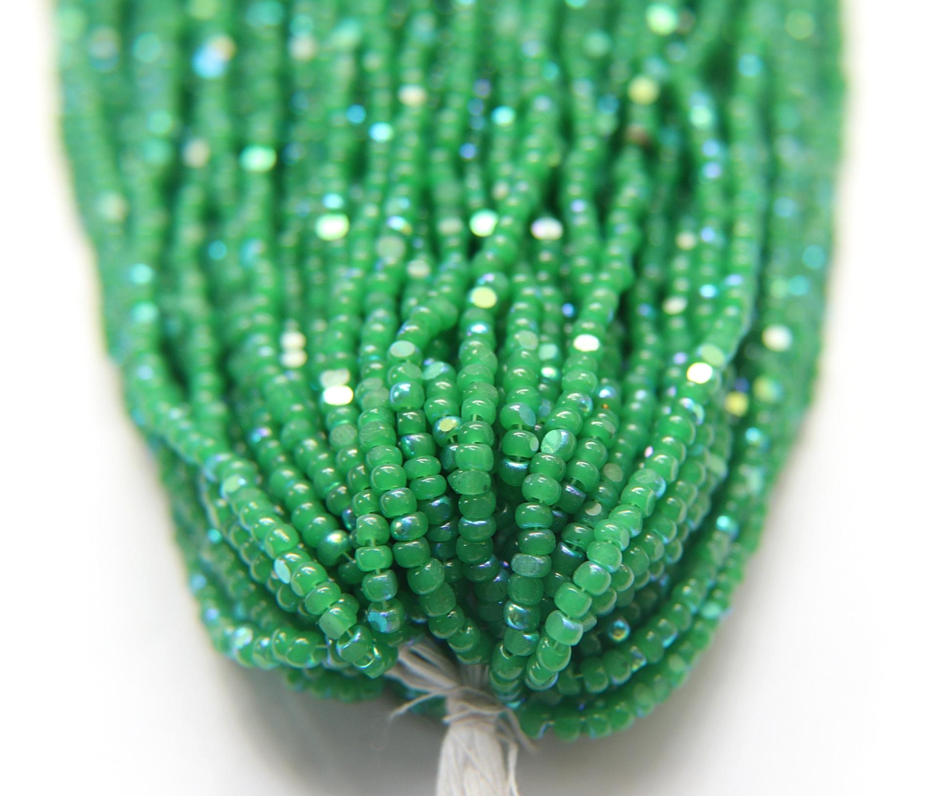 8/0 Hanks Charlotte Cut Beads 52240 Opal Green Aurore Boreale 1/5/25/50/100 Hanks PREMIUM SEED BEADS, Native Supplies