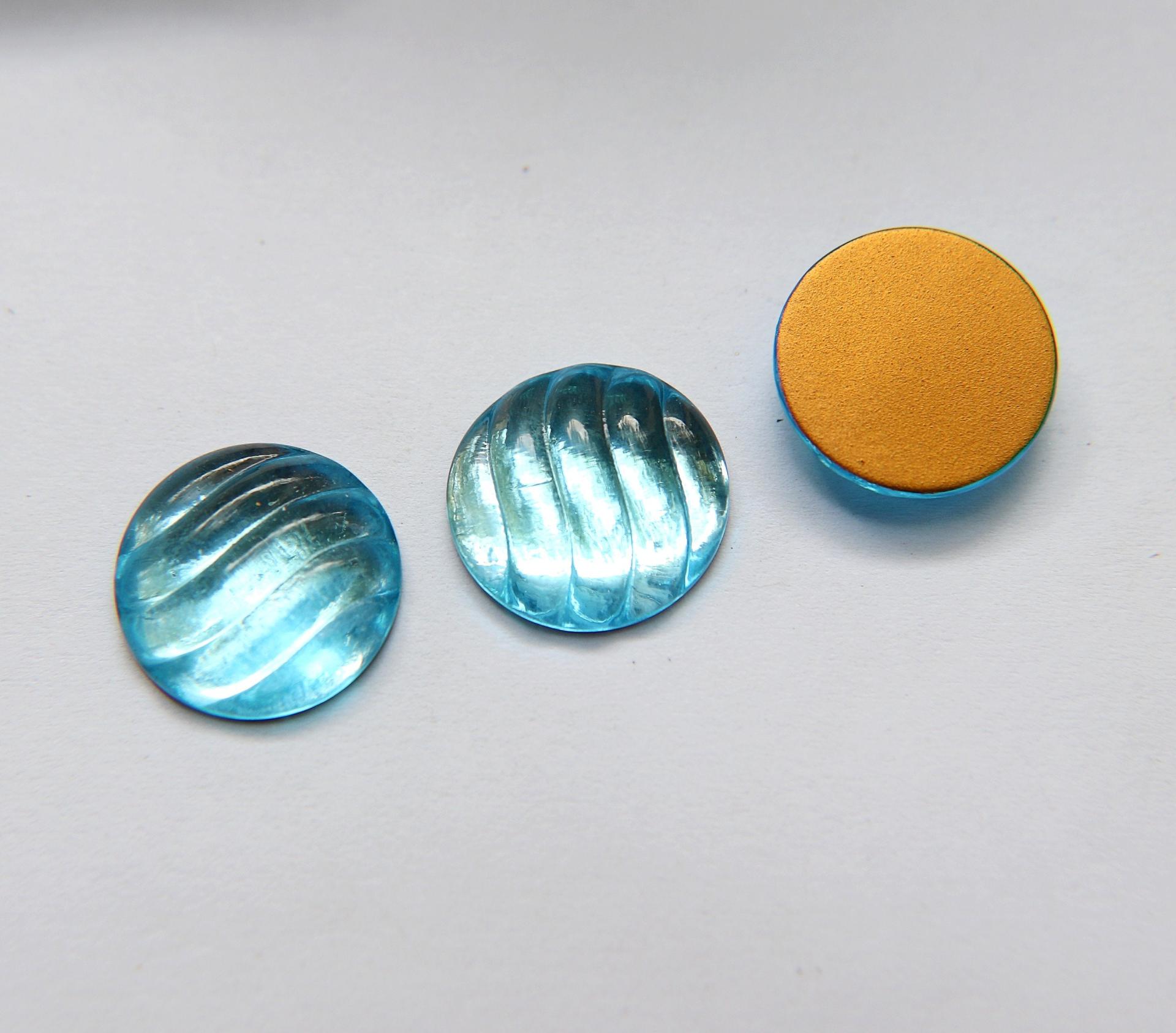 Swarovski 18 mm Article 2093/4 Vintage Aquamarine Foiled Flat Back Round Cabochon 2/6 Pieces