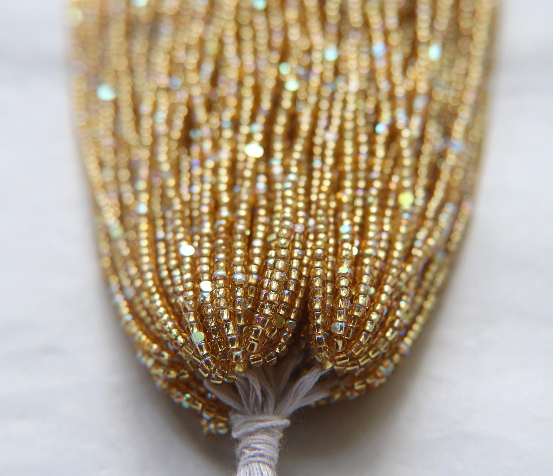 11/0 Hanks Charlotte Cut Beads Patina Gold Silver Lined Aurore Boreale 1/5/25/50/100 Hanks PREMIUM SEED BEADS, Native Supplies