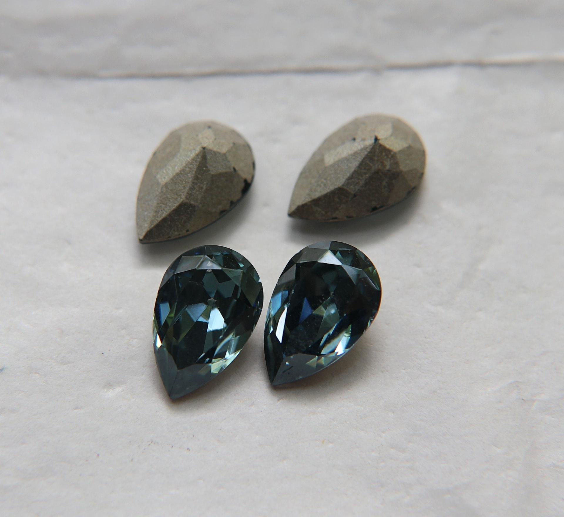 Vintage Swarovski 13x8.5 mm Crystal Blue Shade Pear Shape Premier Crystal Rhinestones 2/6/24/72/144  Pieces gemstones, jewlery