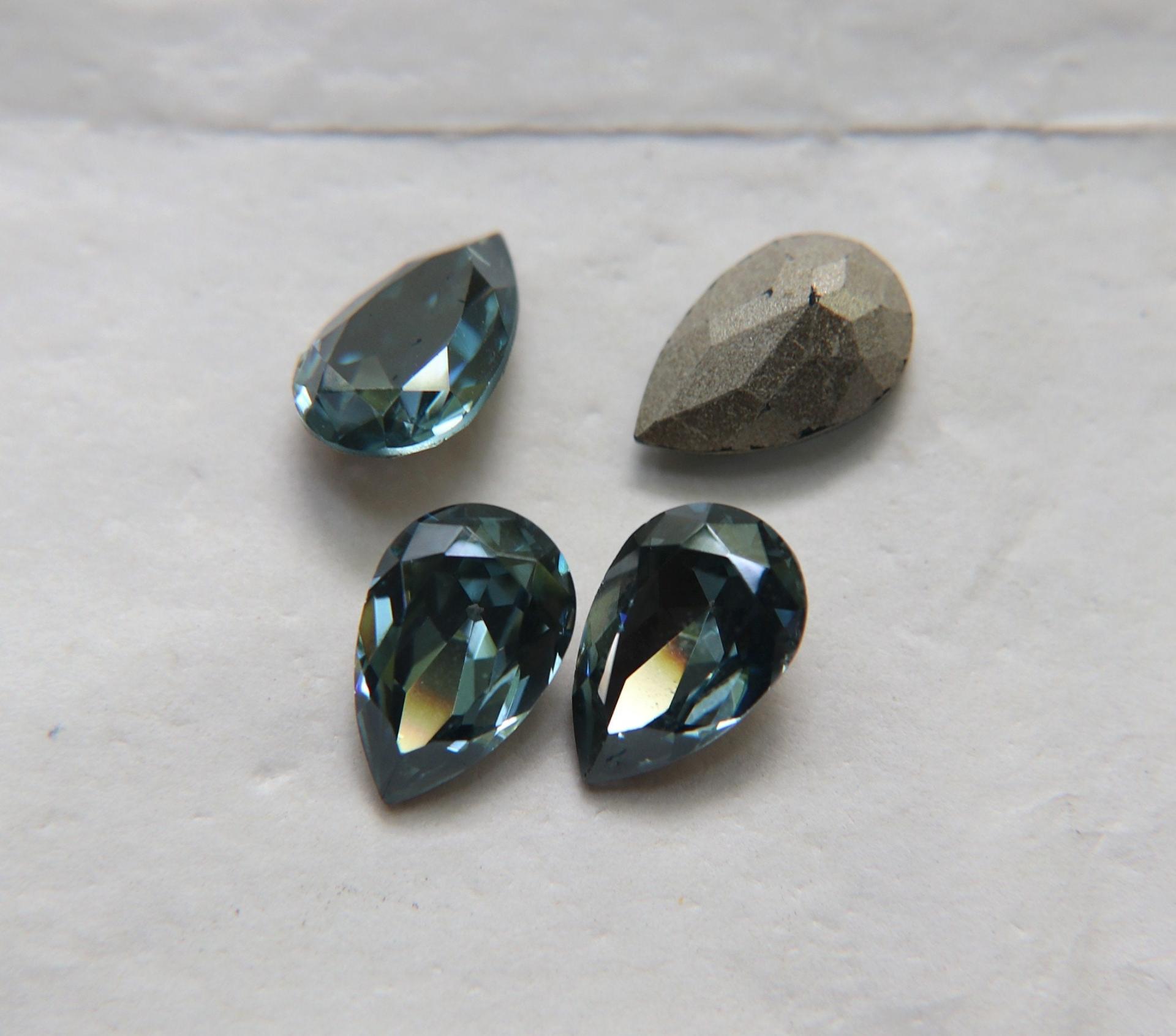 Vintage Swarovski 13x8.5 mm Crystal Blue Shade Pear Shape Premier Crystal Rhinestones 2/6/24/72/144  Pieces gemstones, jewlery