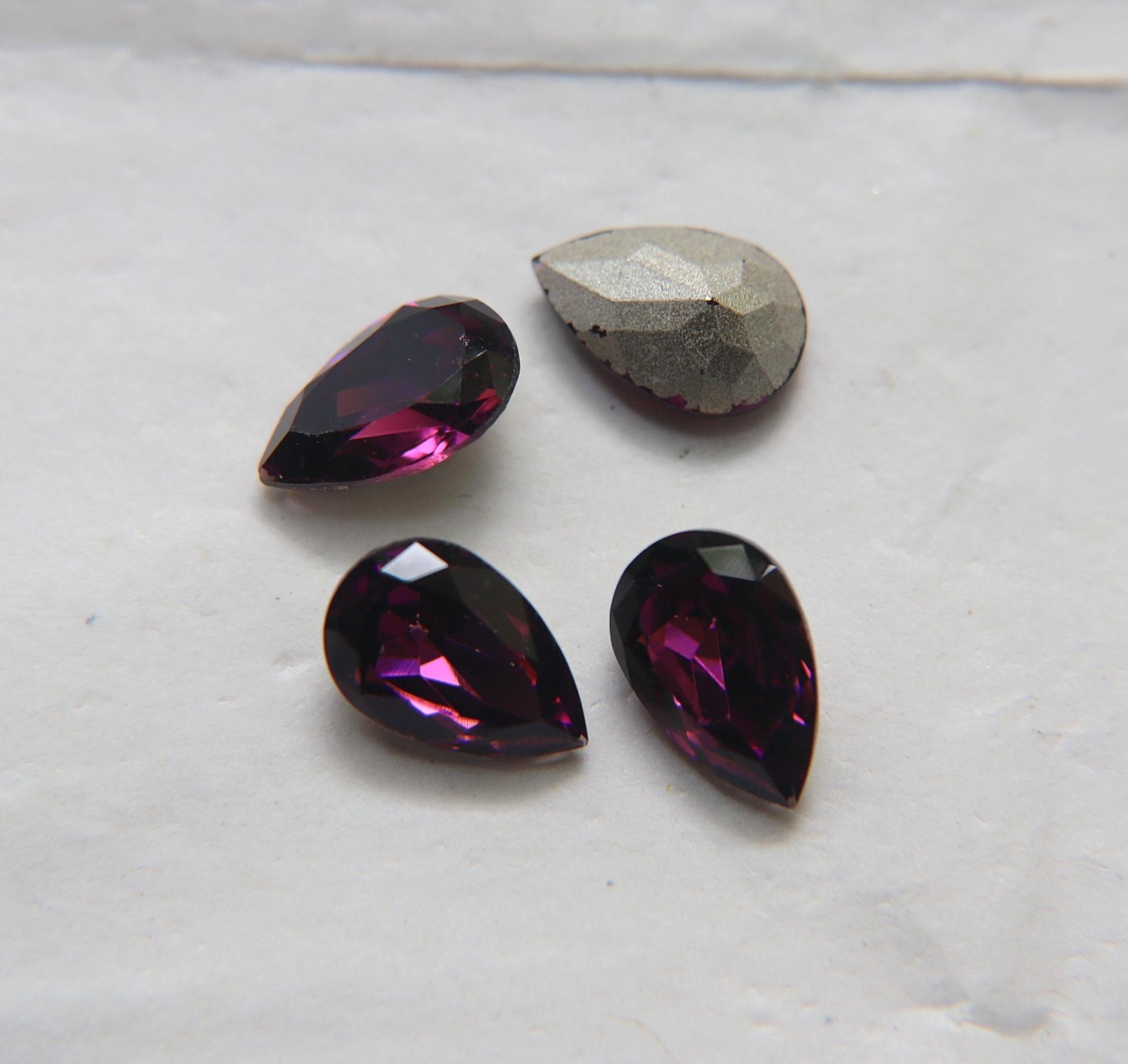 Vintage Swarovski 13x8.5 mm Amethyst Pear Shape Premier Crystal Rhinestones 2/6/24/72/144  Pieces gemstones, jewlery