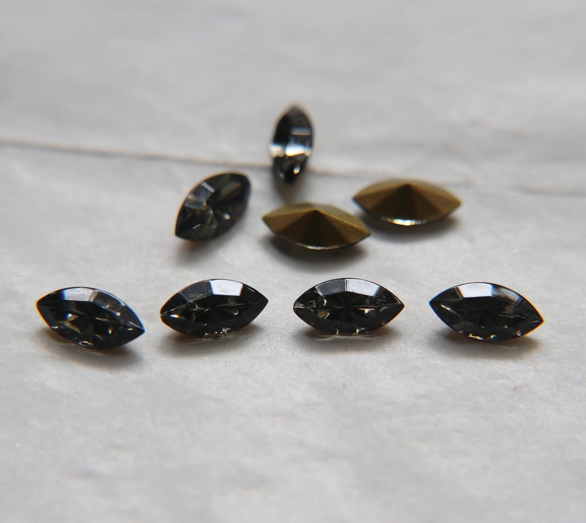 10X5 mm Vintage Swarovski fancy Navette in Black Diamond 36/72/144 Pieces Jewery making stones gemstones, fancy opal stones