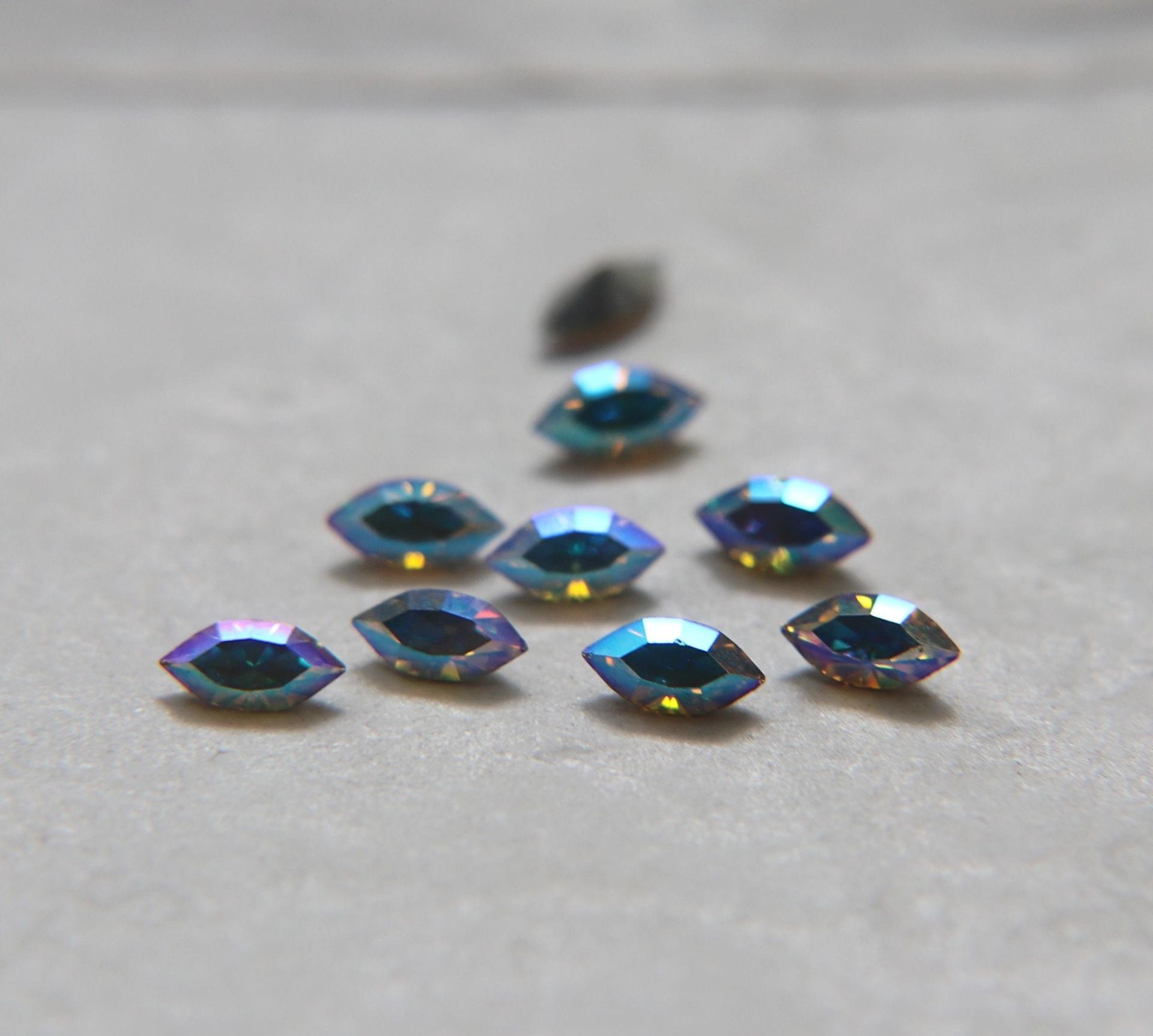 6X3 mm Czech fancy Navette fancy Crystal Aurore Boreale foiled 36/72/144/288 Pieces Jewery making stones gemstones, fancy opal stones
