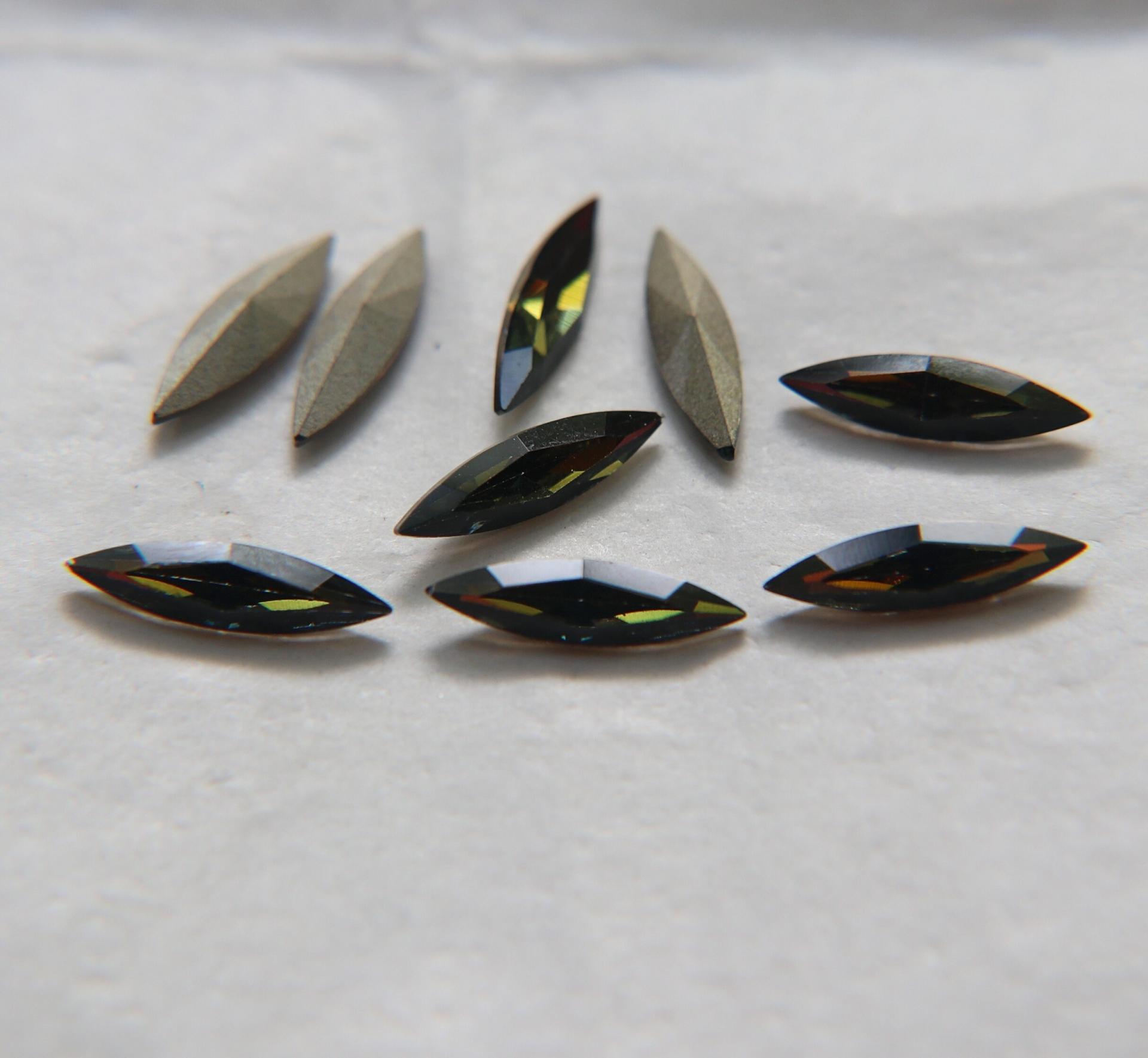 15x4mm Swarovski Crystal Tabac Marquise, New Vintage Pointy Back Navette 4200 crystals, gold foil 6/24 Pieces Jewery making stones