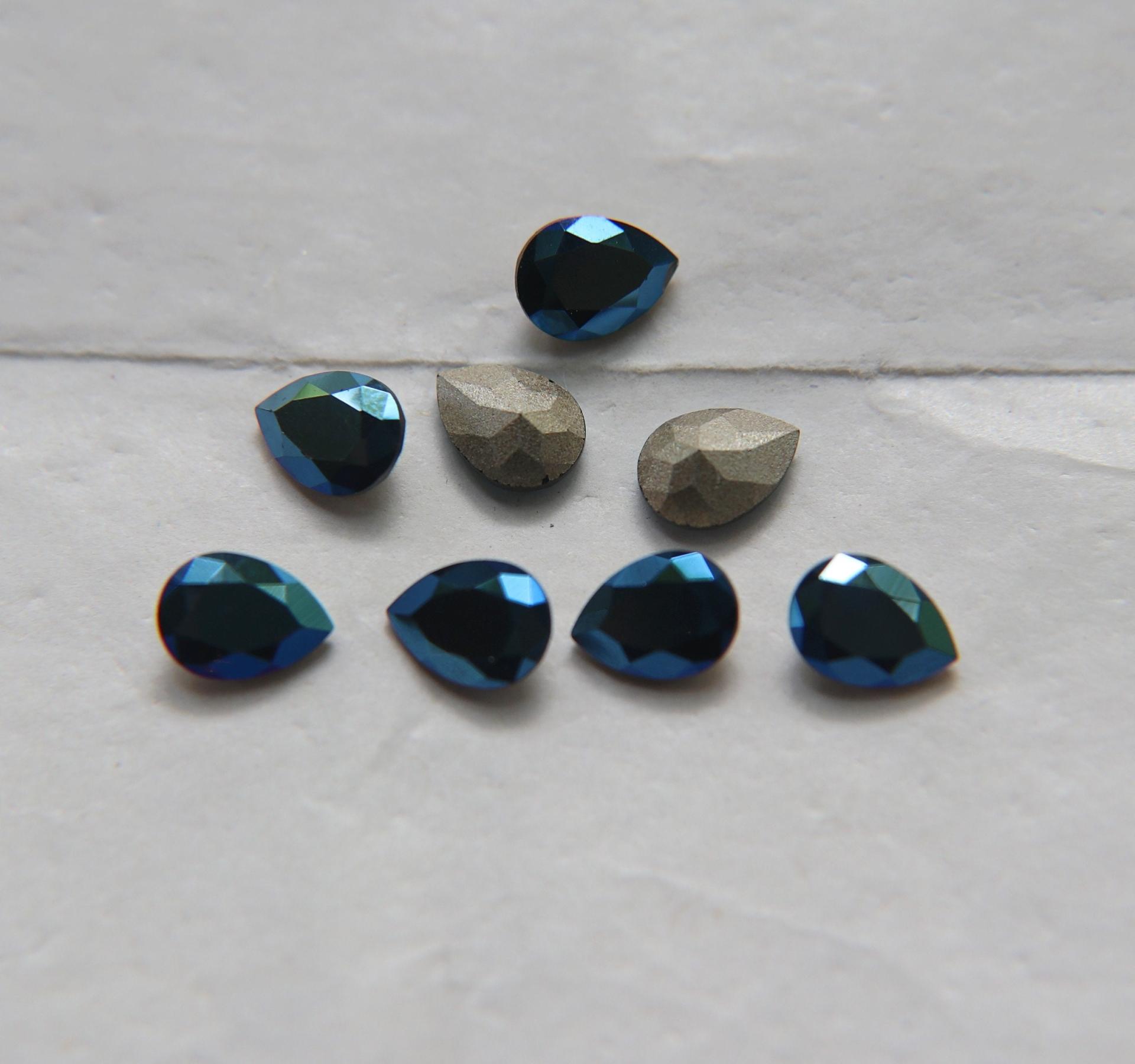 Vintage Swarovski 8x6 mm Crystal Metallic Blue Pear Shape 4320 Premier Crystal Rhinestones 6/12/36/72/144 Pieces gemstones, jewlery
