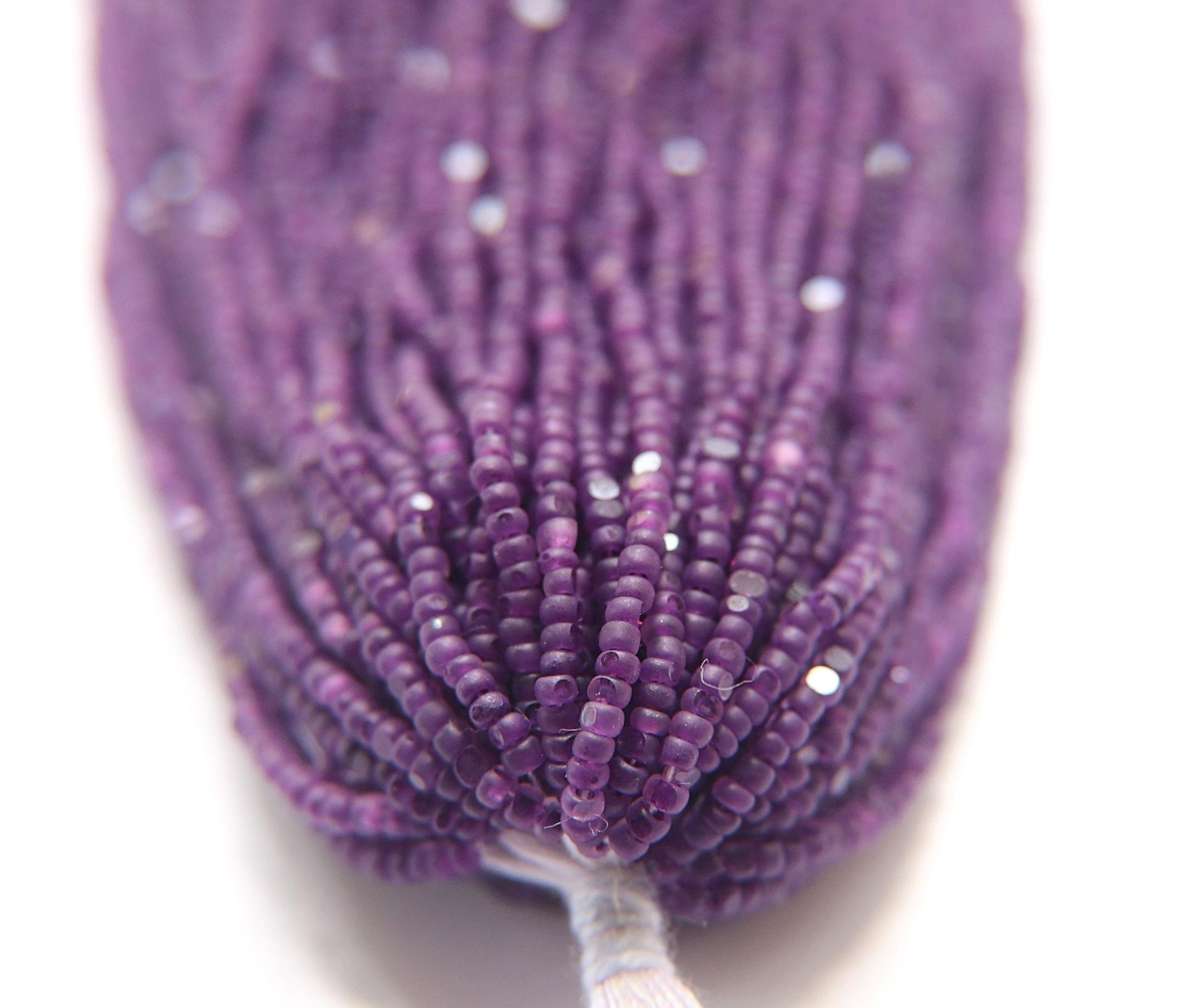 11/0 Hanks Charlotte Cut Beads Crystal Matt Huckleberry Purple Lined 1/5/25/50/100 Hanks PREMIUM SEED BEADS, Native Supplies