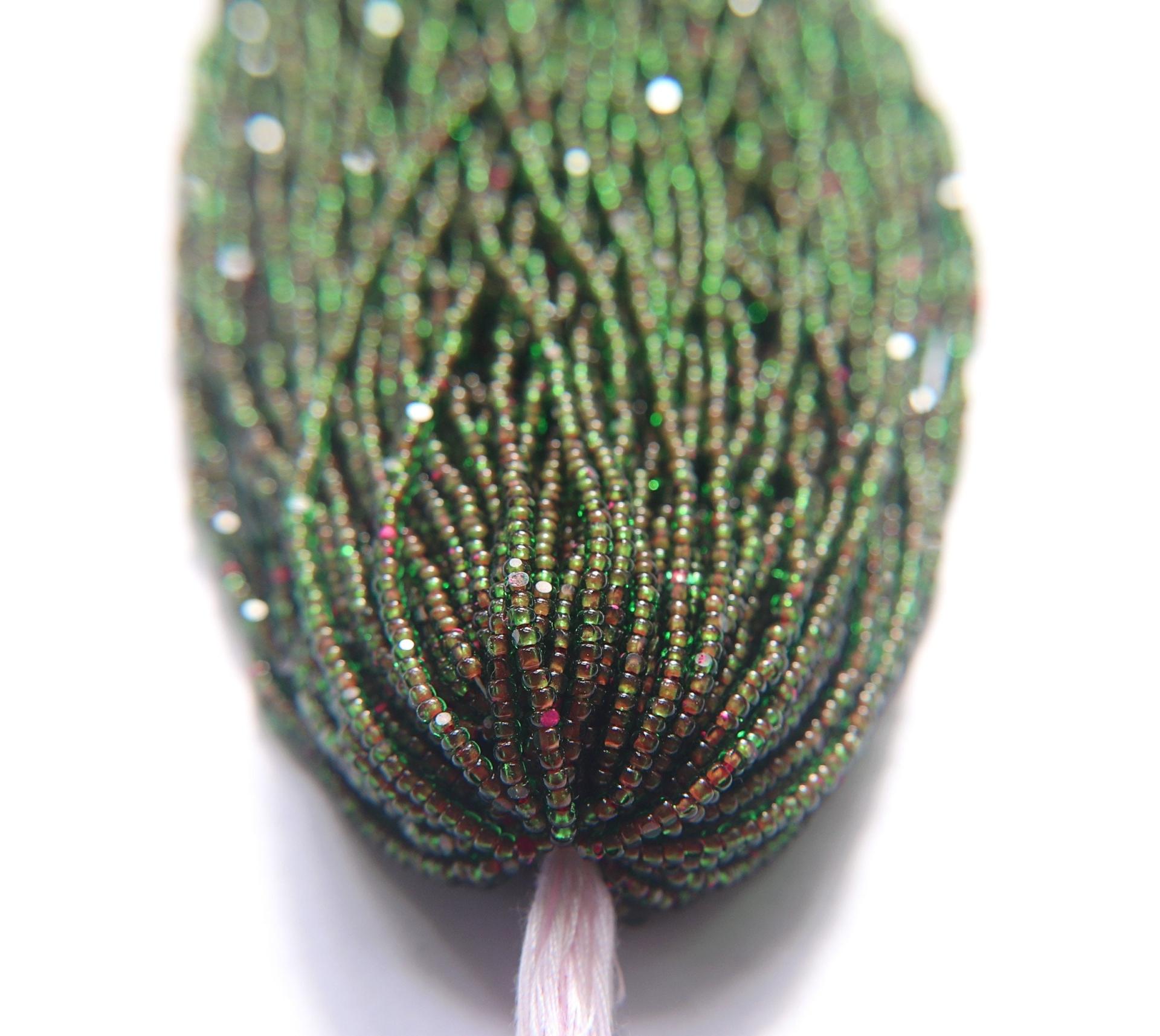 11/0 Hanks Charlotte Cut Beads Green Neon Pink Lined 1/5/25/50/100 Hanks 2.0mm jewellery NATIVE rare glass beads, jewelry supply,