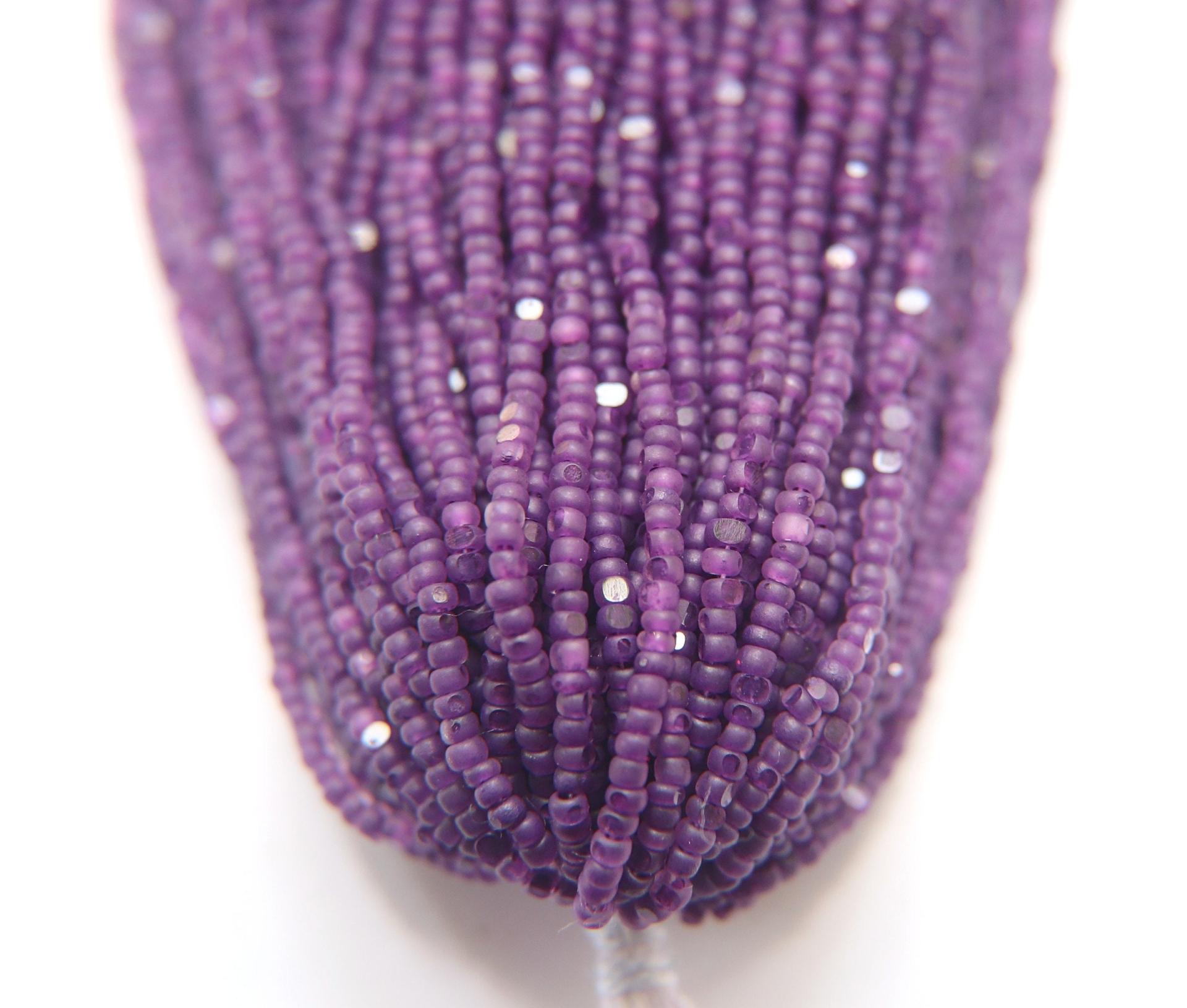 11/0 Hanks Charlotte Cut Beads Crystal Matt Huckleberry Purple Lined 1/5/25/50/100 Hanks PREMIUM SEED BEADS, Native Supplies