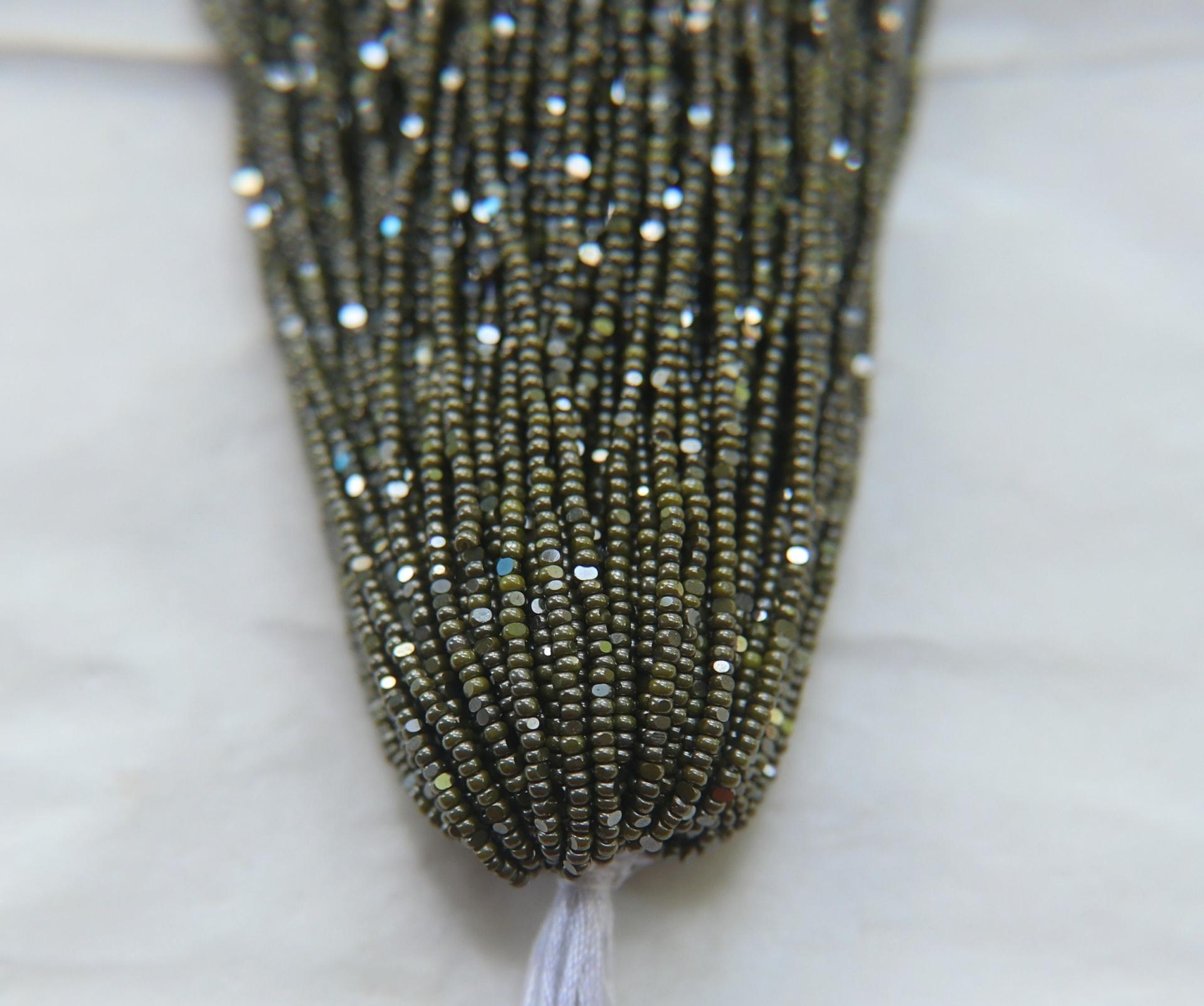 13/0 Hanks Charlotte Cut Beads Ionized Opaque Olivine 1/5/25/50/100 Hanks 1.6mm glass beads, jewelry supply, craft supply