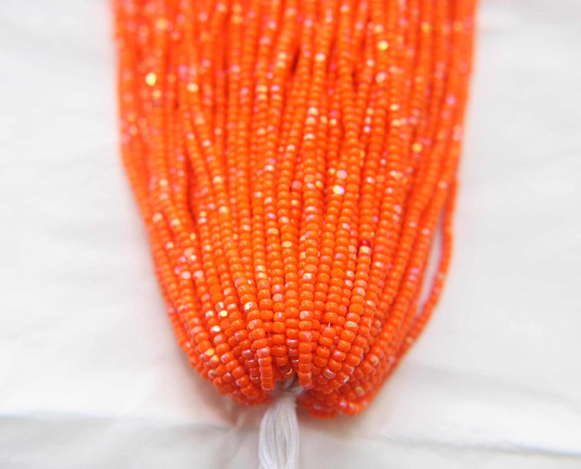 11/0 Hanks Charlotte Cut Beads Patina Opaque Orange Aurore Boreale 1/5/25/50/100 Hanks PREMIUM SEED BEADS, Native Supplie