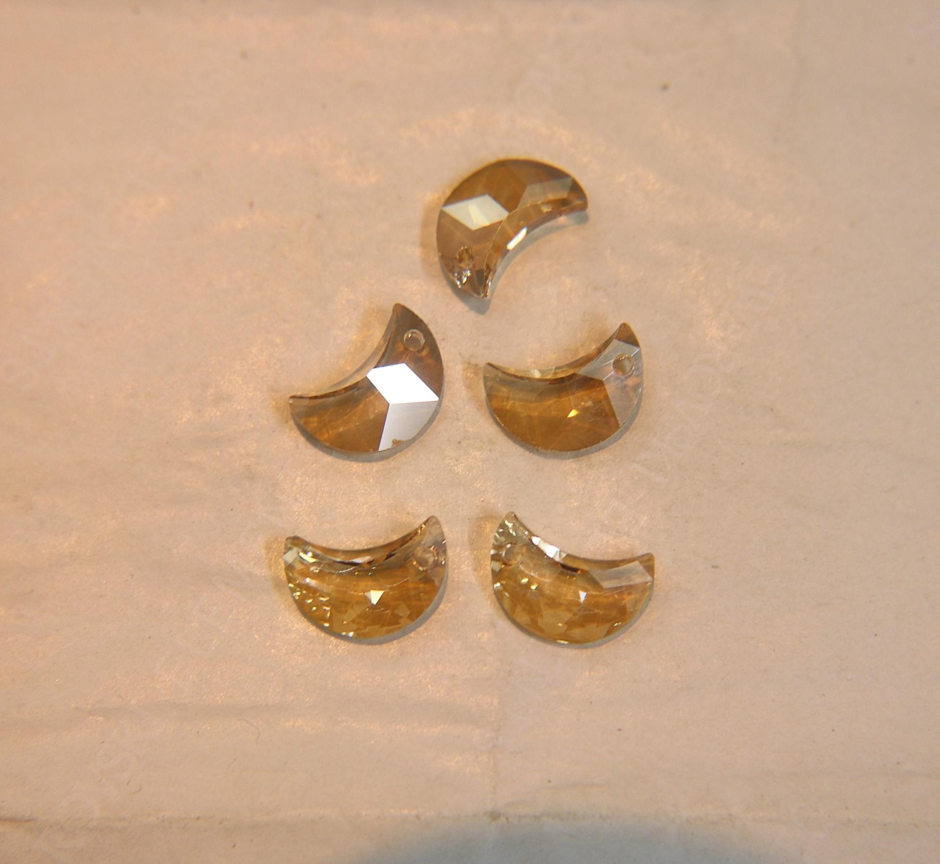 Swarovski® 6722 Crescent Moon Pendant in 14mm Crystal Golden Shadow / 16mm Crysal Silver Shade Fancy Crystal drops 1/2/6 Pieces vintage findings