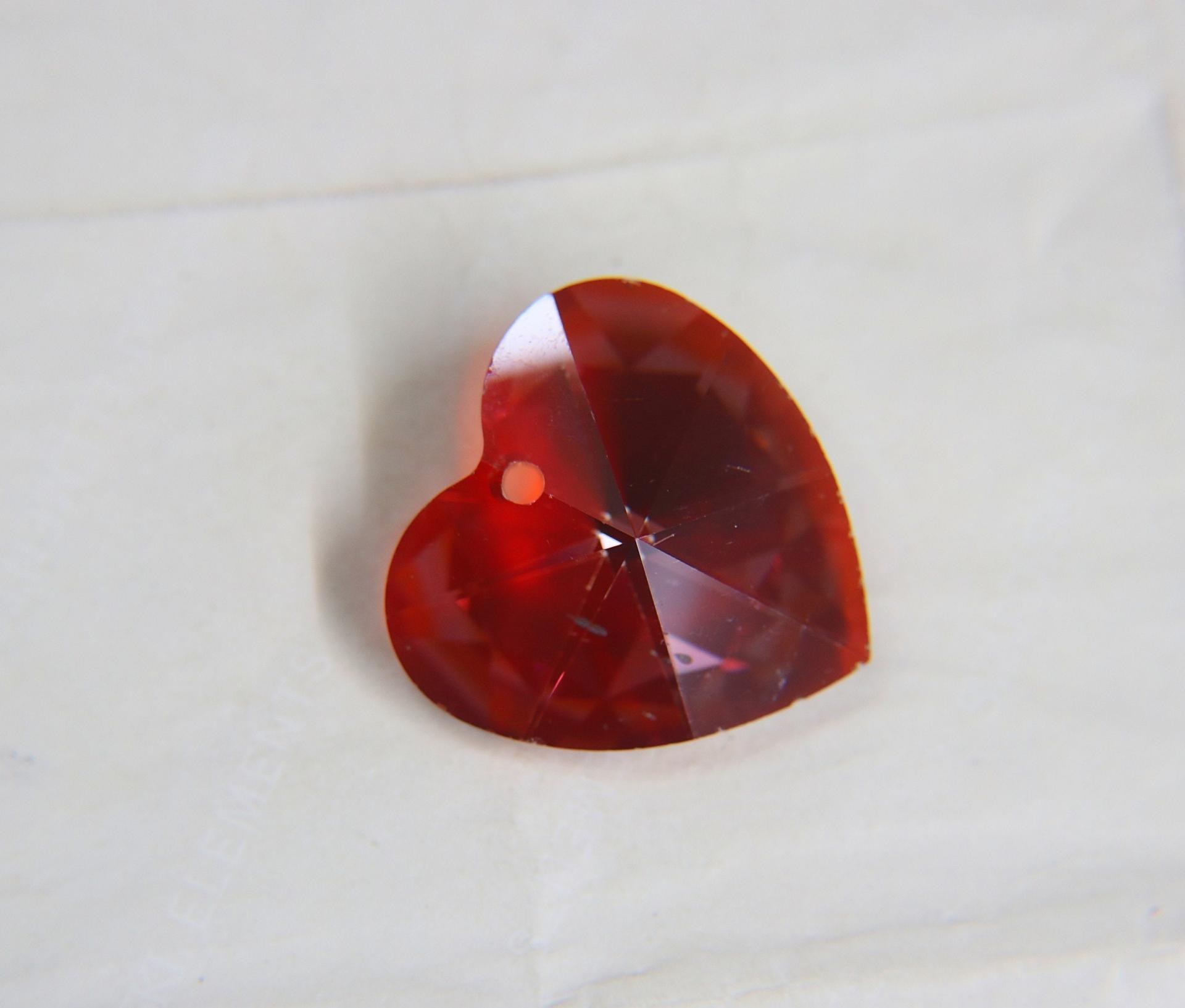 40 MM Swarovski Crystal rare big Heart Pendant Beads 6202 Crystal drops in Crystal Red Magma vintage findings, jewelry making