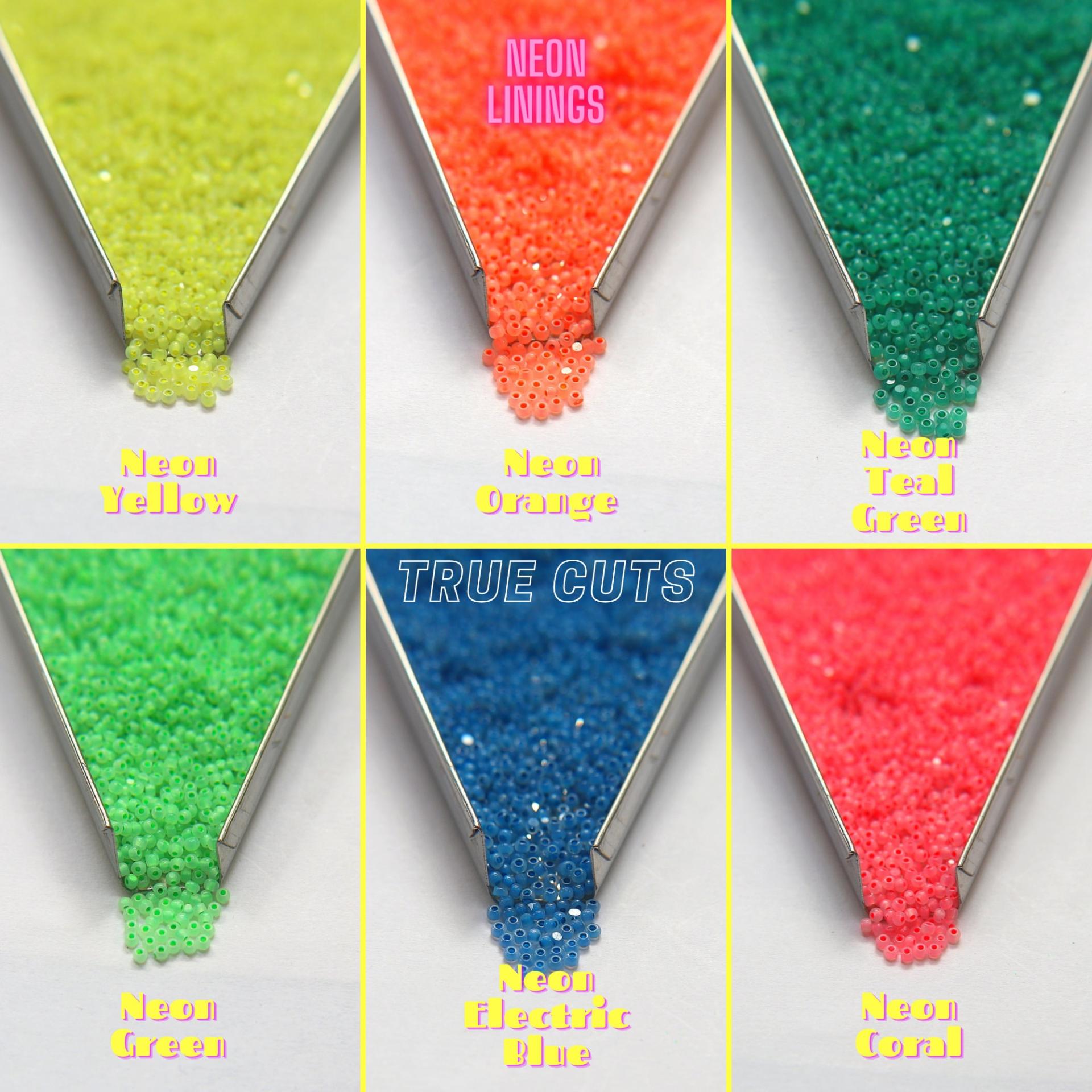 13/0 Charlotte true Cut Beads OPAL Neon Linings (12 Colors) 10/20/50/250/500 Grams Premium Seed Beads, Rare Beads, Native Supply