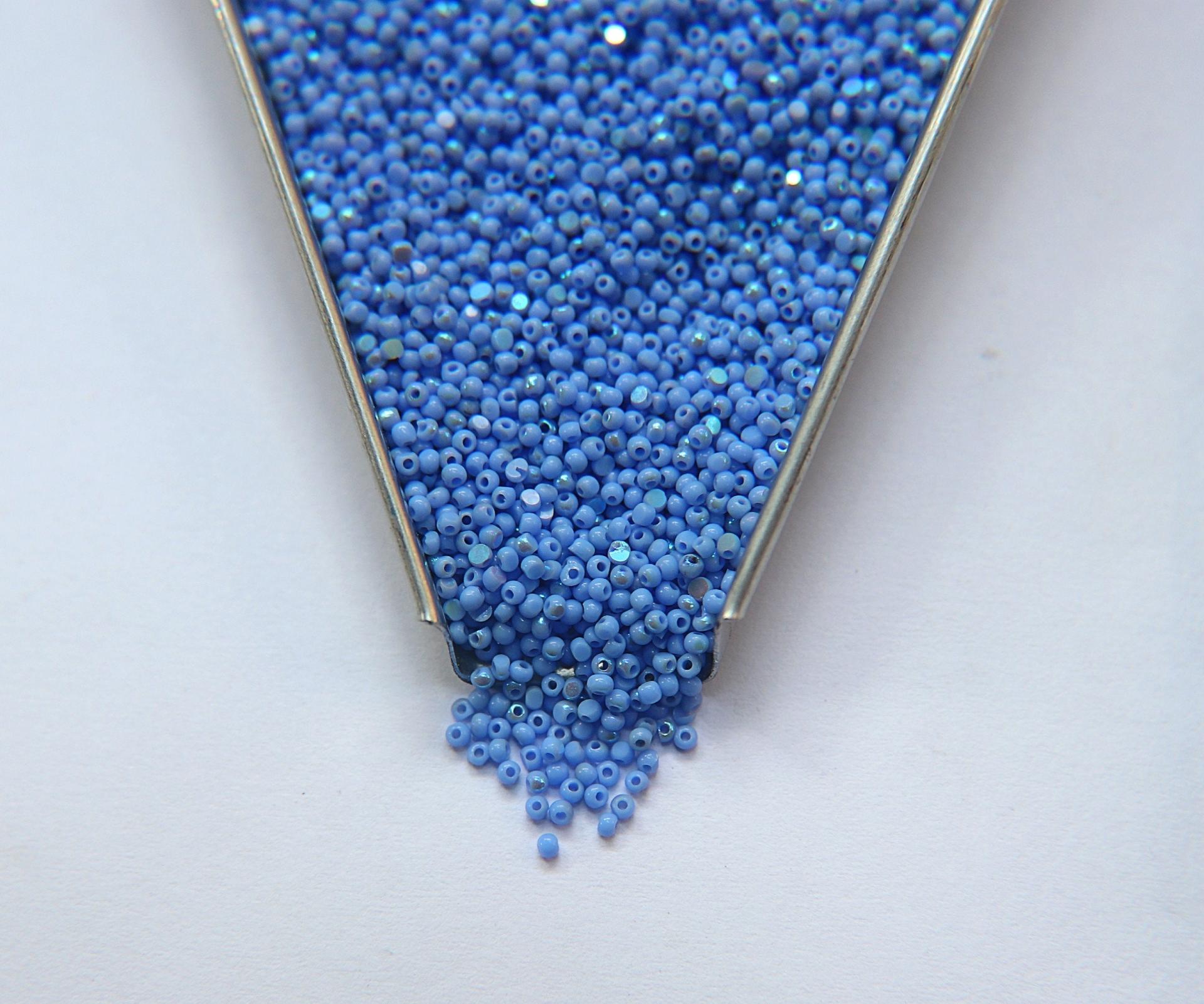 13/0 Charlotte Cut Beads Patina Opaque Light Sapphire Aurore Boreale 5/10/20/50/250/500 Grams craft supplies, jewelry making, native supply