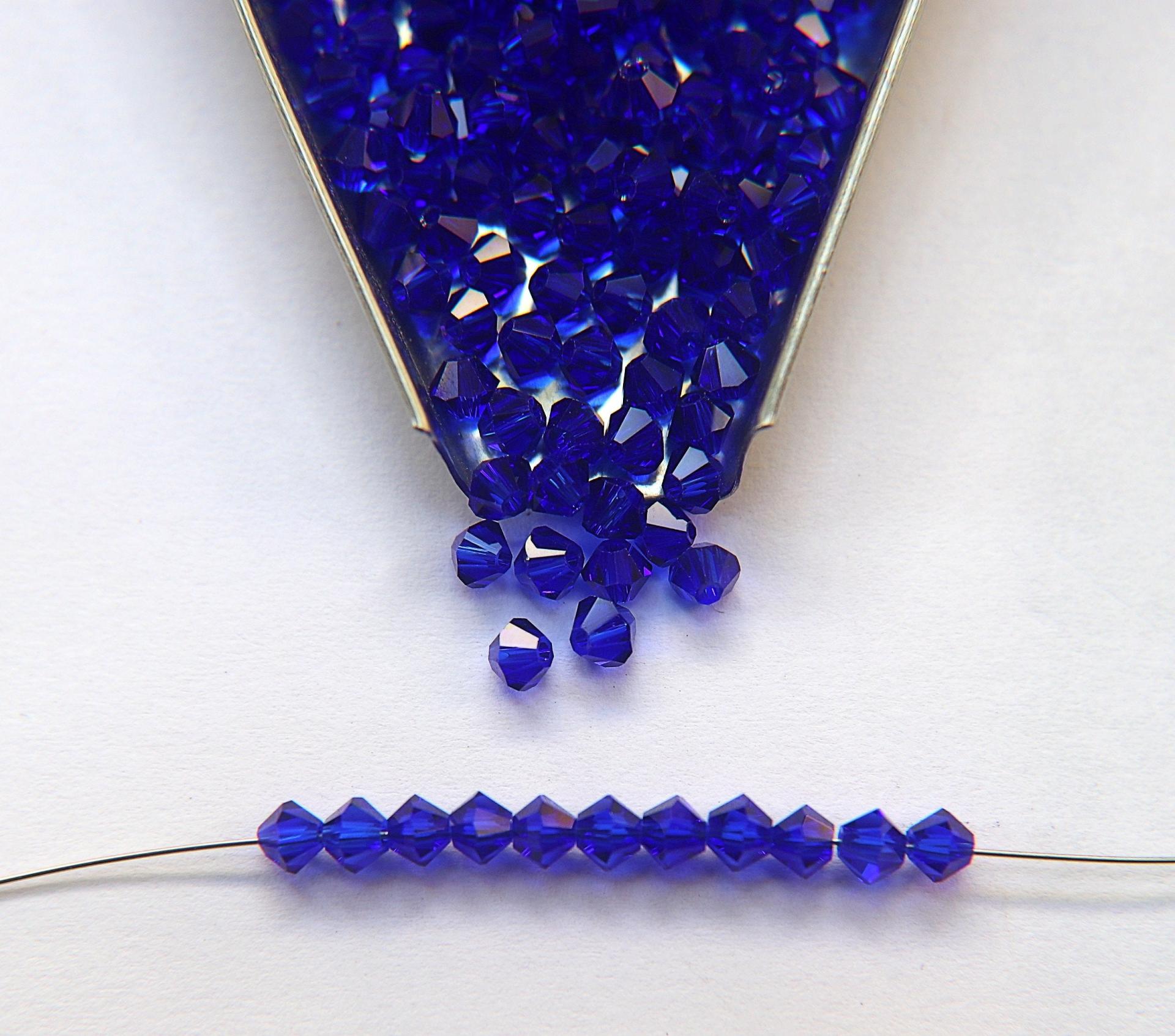 4mm Cobalt Swarovski Bicone beads 36/72/144/432/720 Pieces embroidery materials, jewelry making, craft supplies, decorations