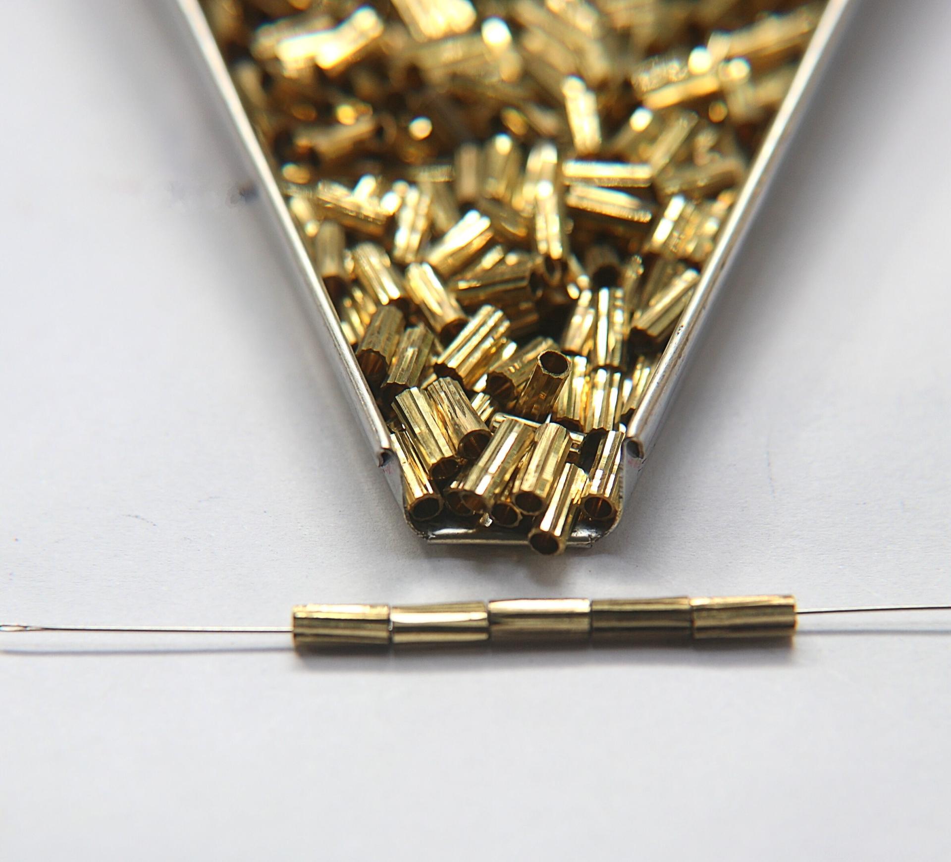 Fine Diamond cut Tubes 2x8x1.3 MM rare findings, brass tubes, jewelry making, craft supplies, decoration, couture