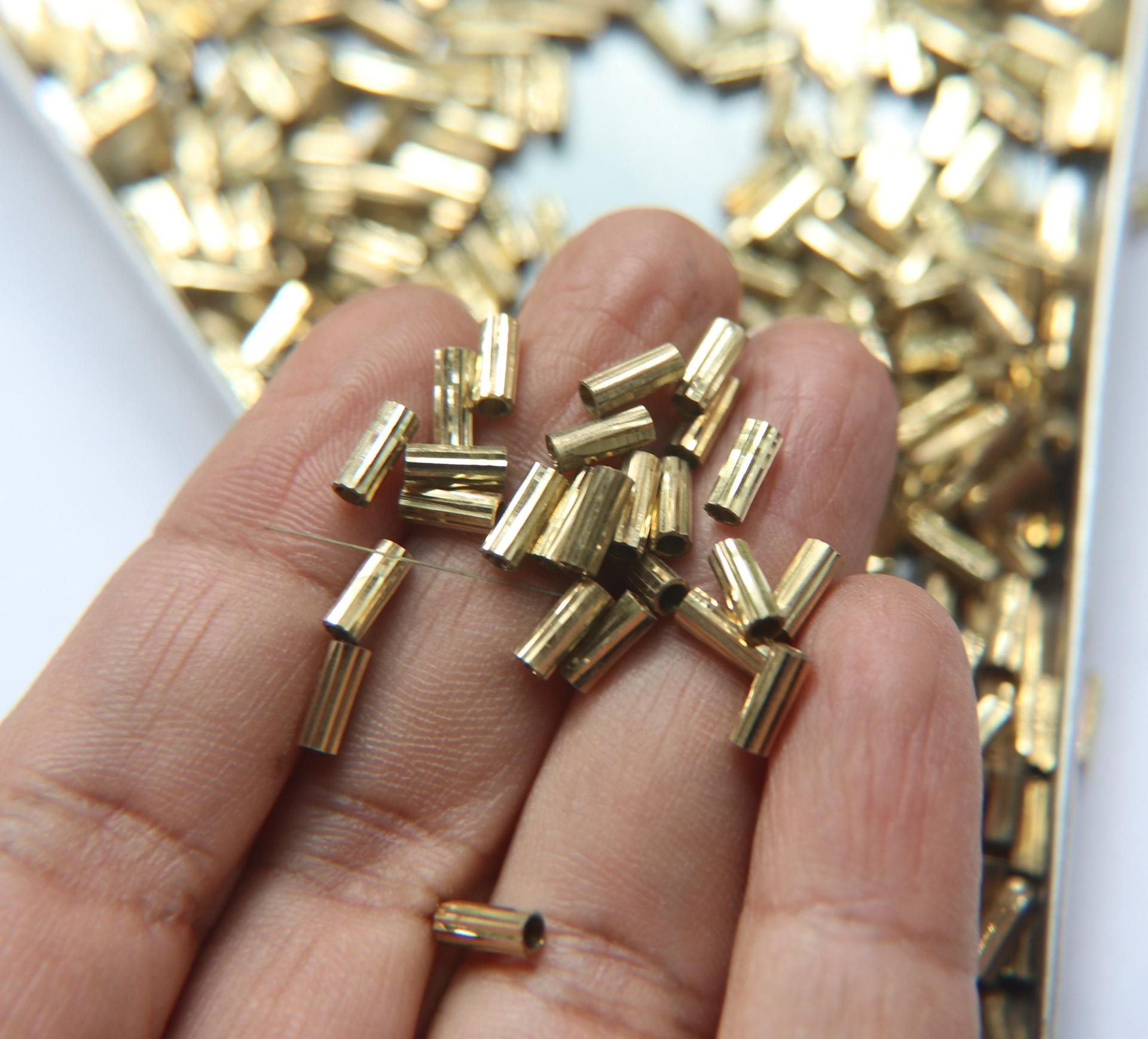 Fine Diamond cut Tubes 2x8x1.3 MM rare findings, brass tubes, jewelry making, craft supplies, decoration, couture
