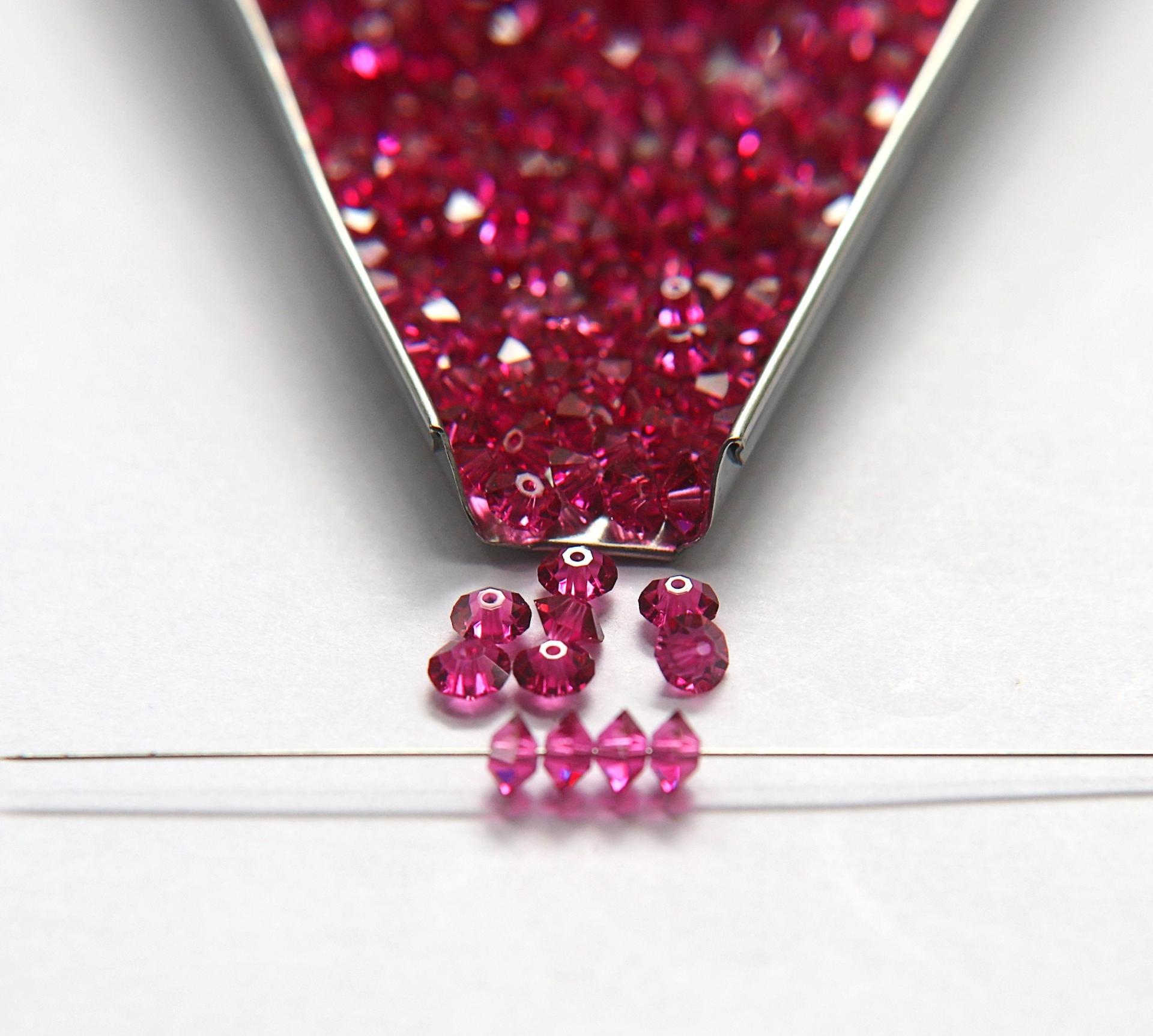 5x3mm Crystal Swarovski 5305 Flat Bicone Beads Fuchsia (502) 36/72/144/432/720 Pieces vintage premium beads, wedding embellishments