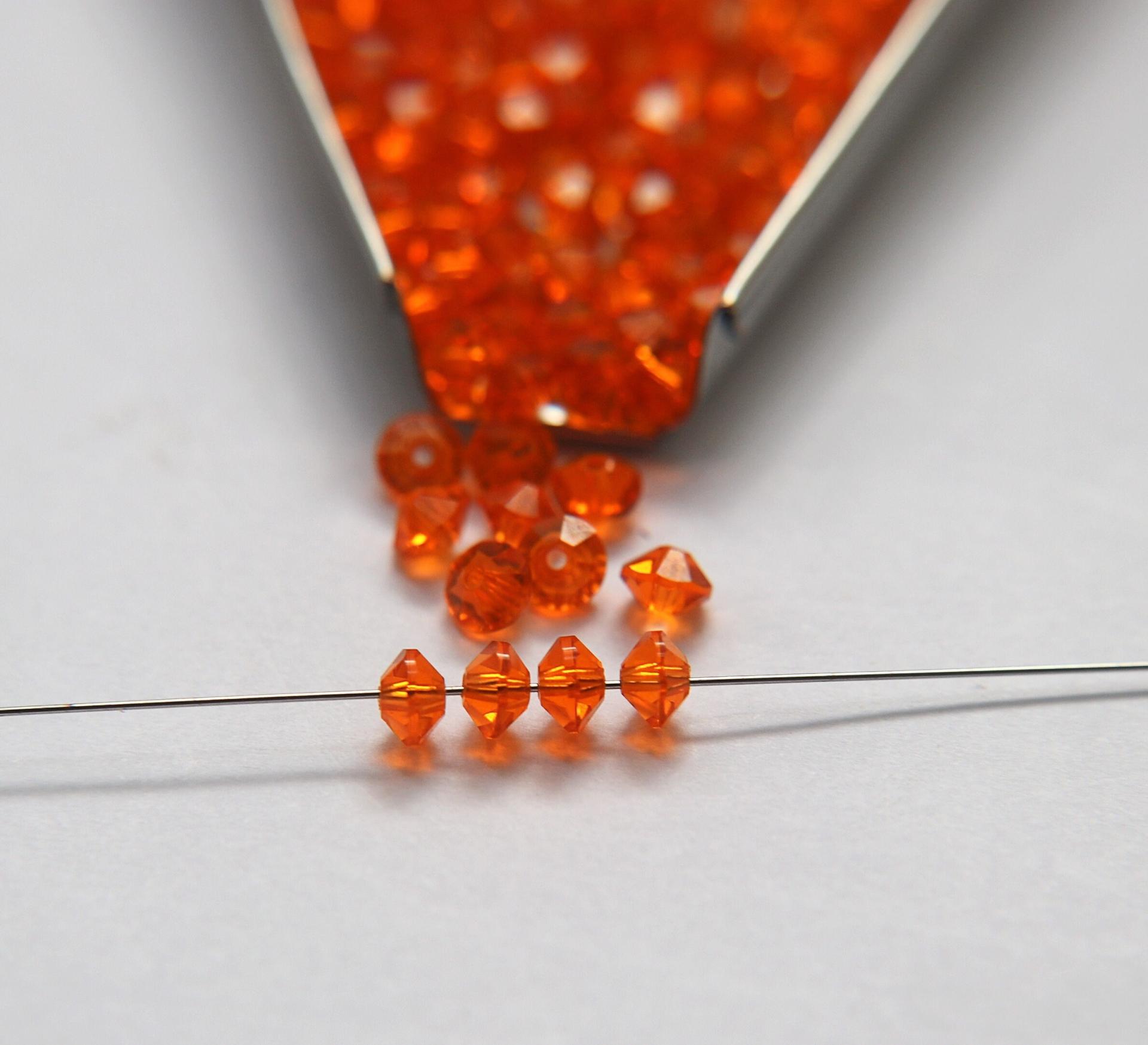 5x3mm Crystal Swarovski 5305 Flat Bicone Beads Tangerine 36/72/144/432/720 Pieces vintage premium beads, wedding embellishments