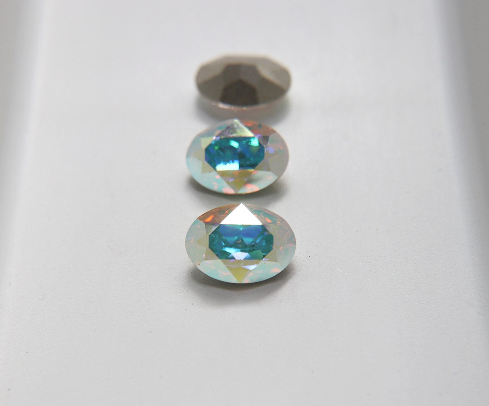 Vintage Swarovski 18x13 mm Oval Shape in Crystal Aurore Boreale 4128 Premier Crystal Rhinestones (2 Pieces) gemstones