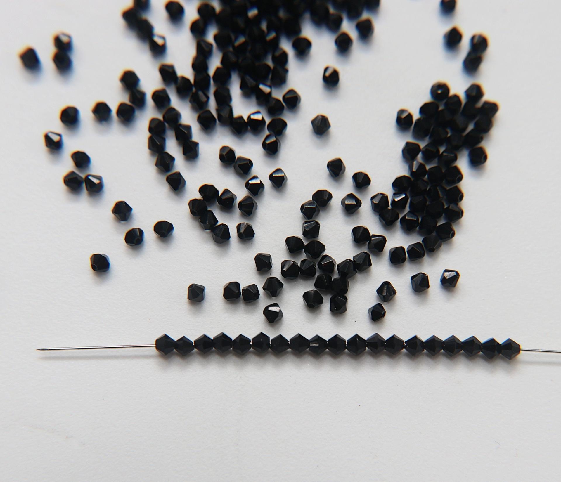 3mm Vintage Jet Bicone from Czech Republic 36/72/144/432/720 Pieces Jewelry findings, embroidery materials, jewelry making, craft supply