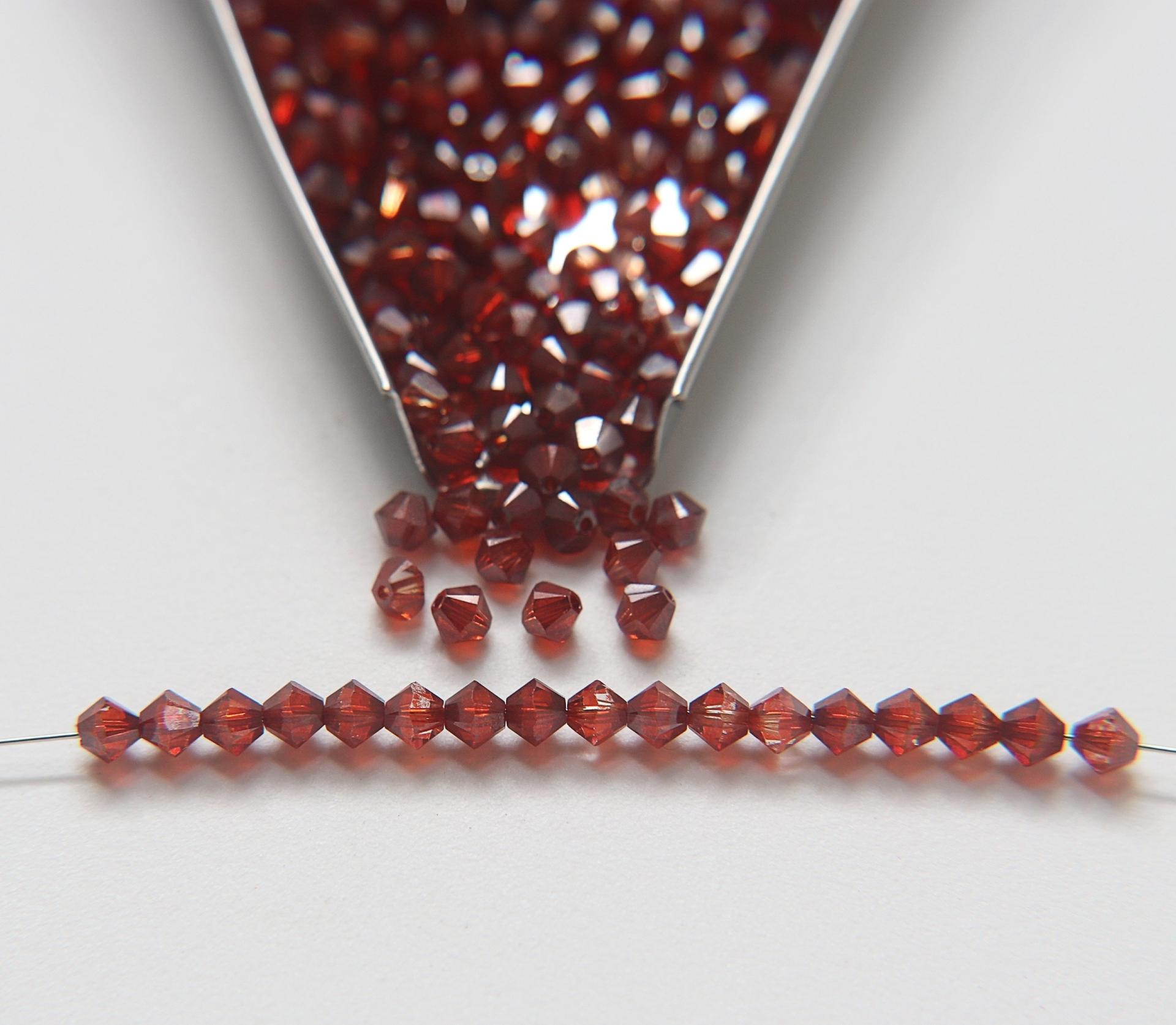 4mm Swarovski Crystal Red Magma Bicones Rainbow Crystal Beads 36/72/144/432/720 Pieces jewelry making, embroidery couture materials